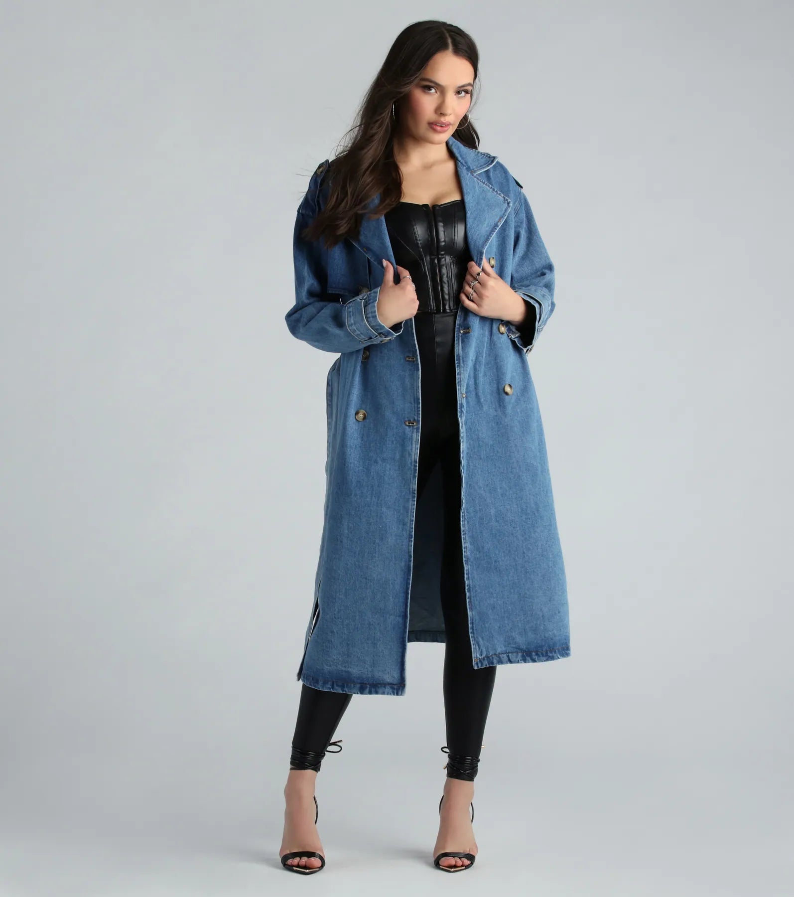 Premium Denim Trench Coat - Ultimate Casual Chic Style