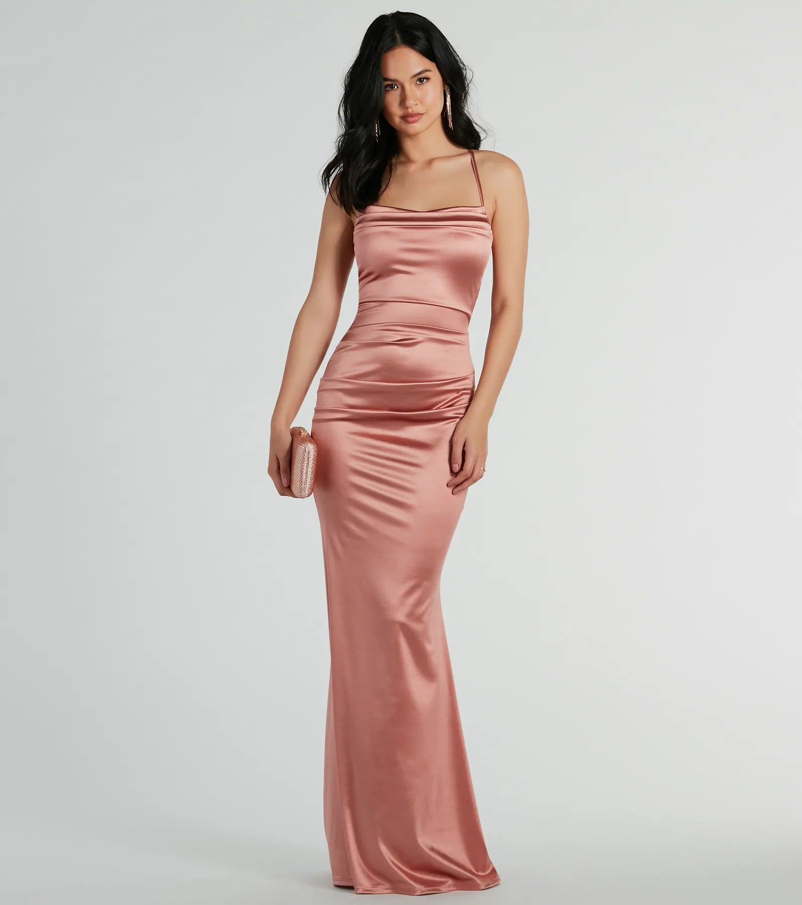 Premium Courteney Cowl Neck Mermaid Satin Gown