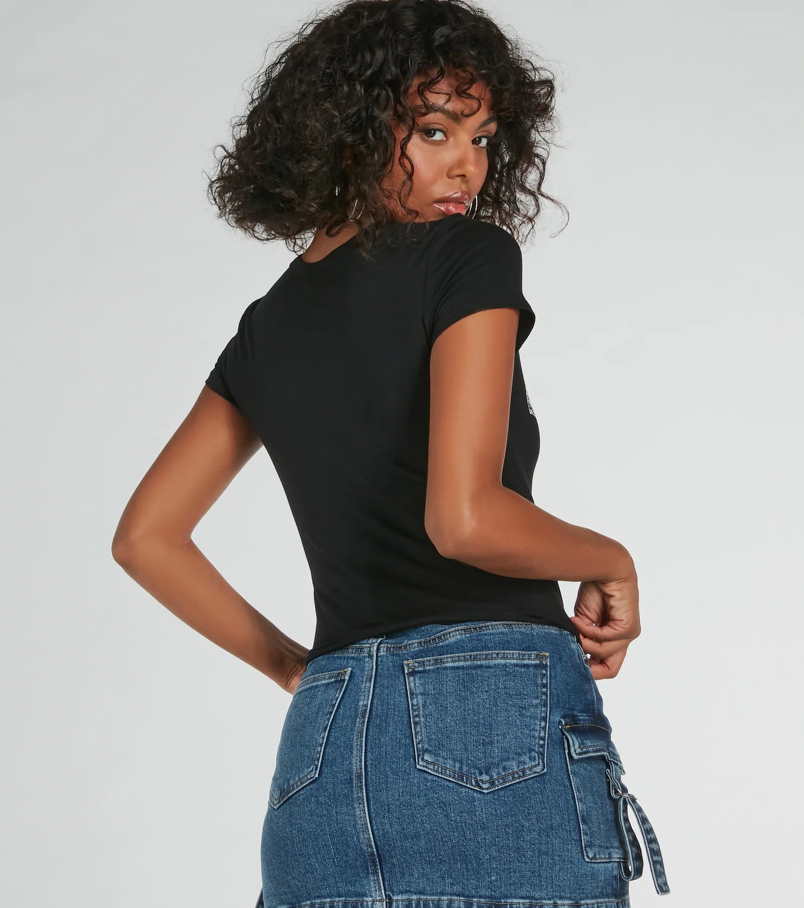 Premium Moto Babe Graphic Tee with V-Neck Cutout