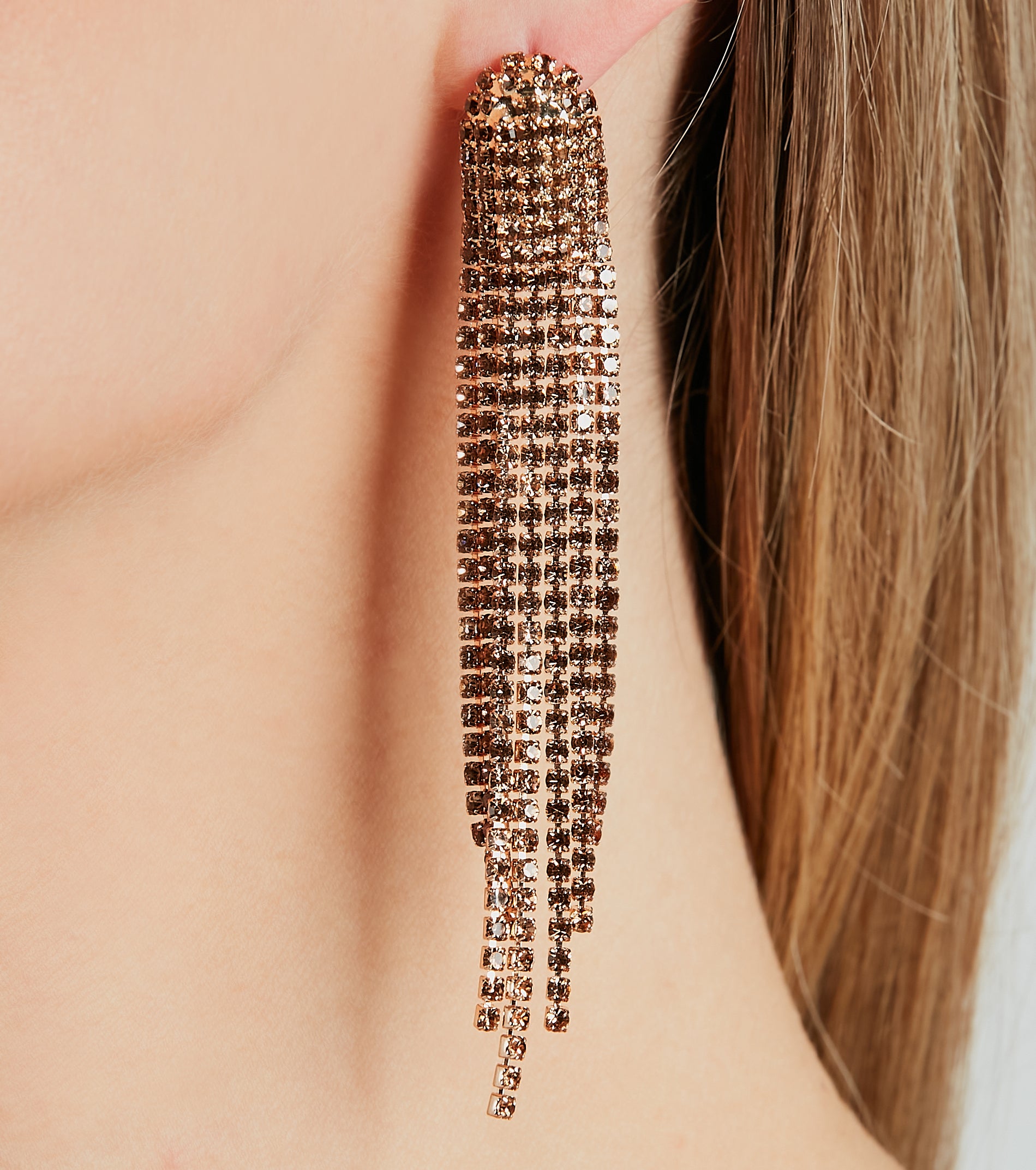 Ultimate Glam Rhinestone Fringe Earrings - Premium Party Jewelry