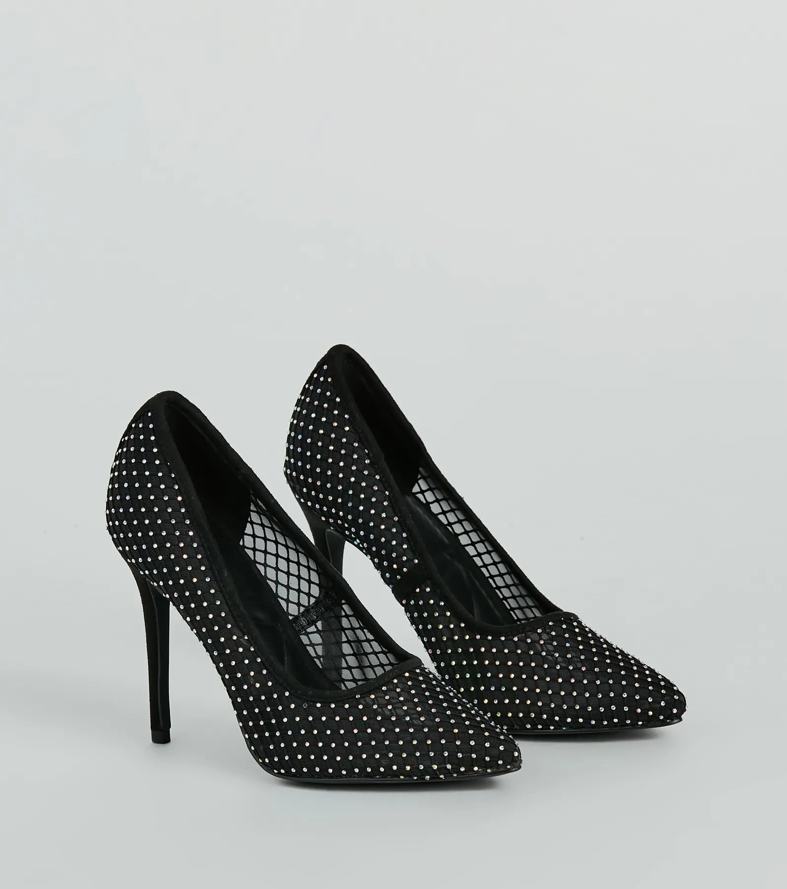 Premium Rhinestone Fishnet Stiletto Pumps - Ultimate Elegance