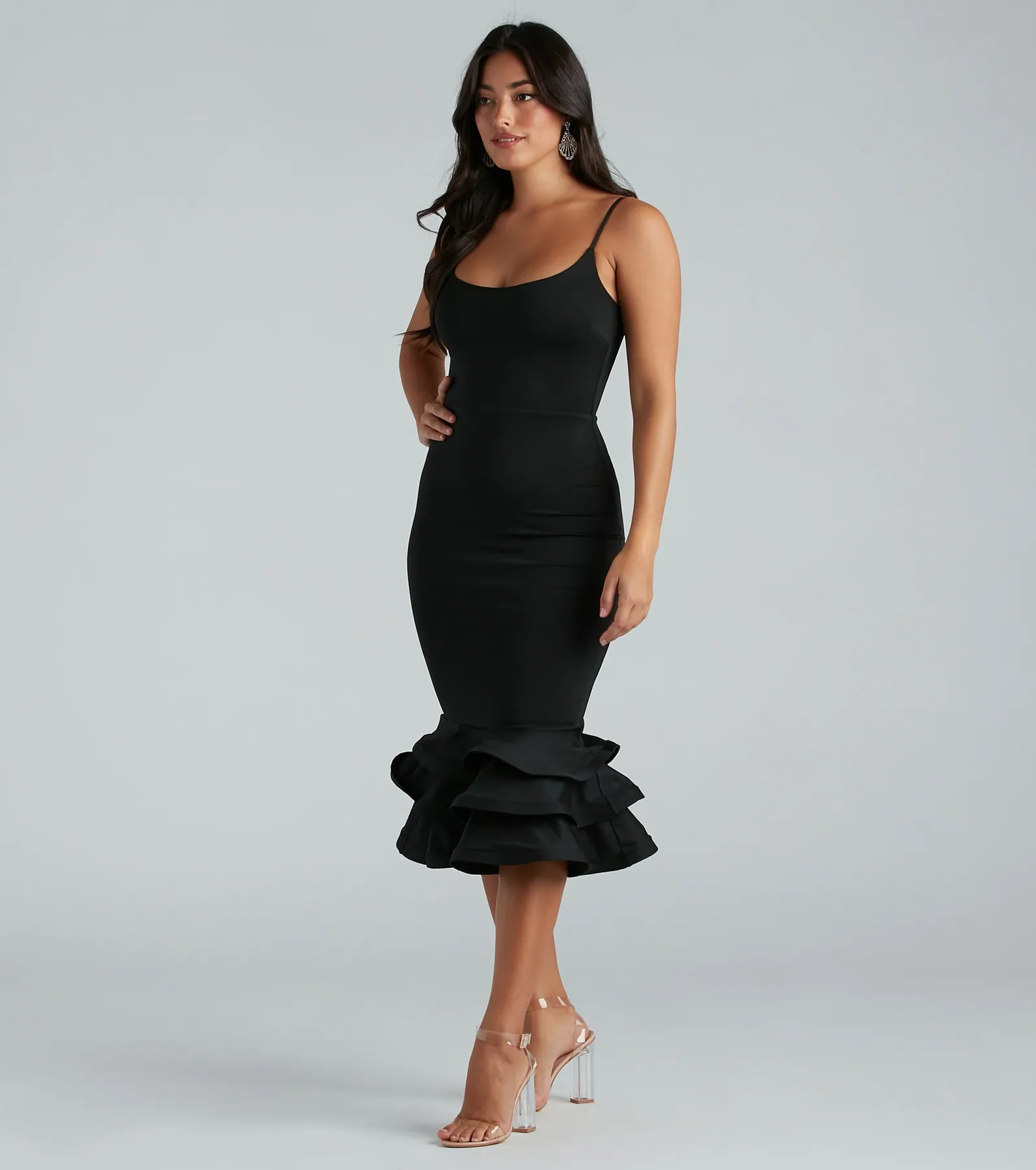 Thea Premium Ruffle Hem Midi Dress - Ultimate Formal Wear