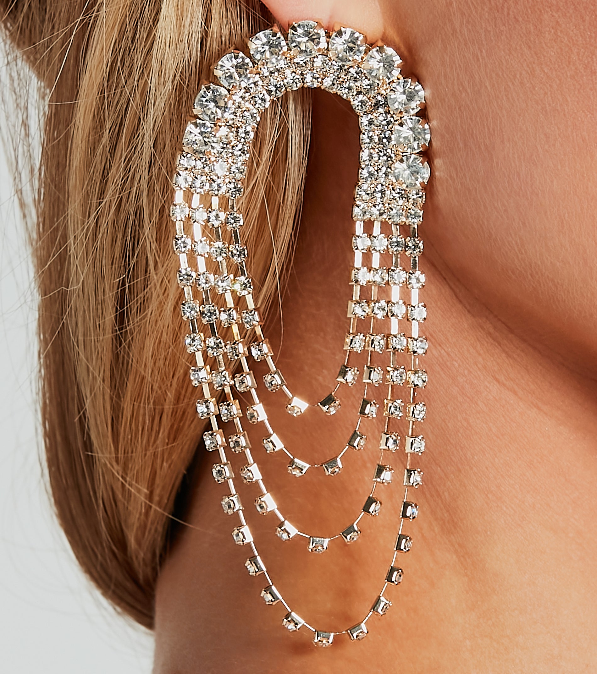 Ultimate Glamour Rhinestone Cascade Earrings