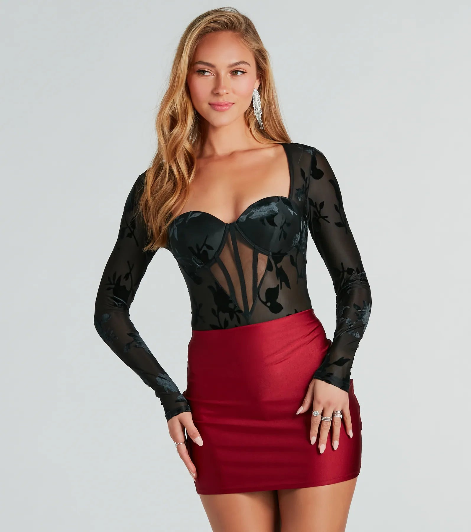 Ultimate Sultry Velvet Burnout Bodysuit