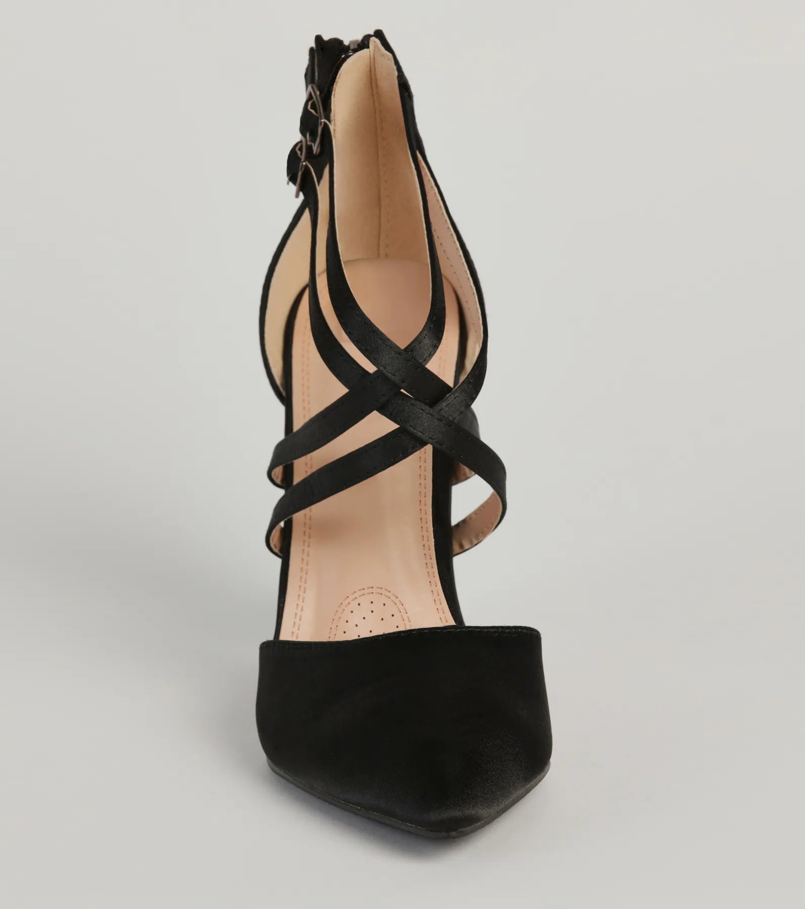 Ultimate Smooth Charm Satin Heels - Strappy Block Heel Pumps