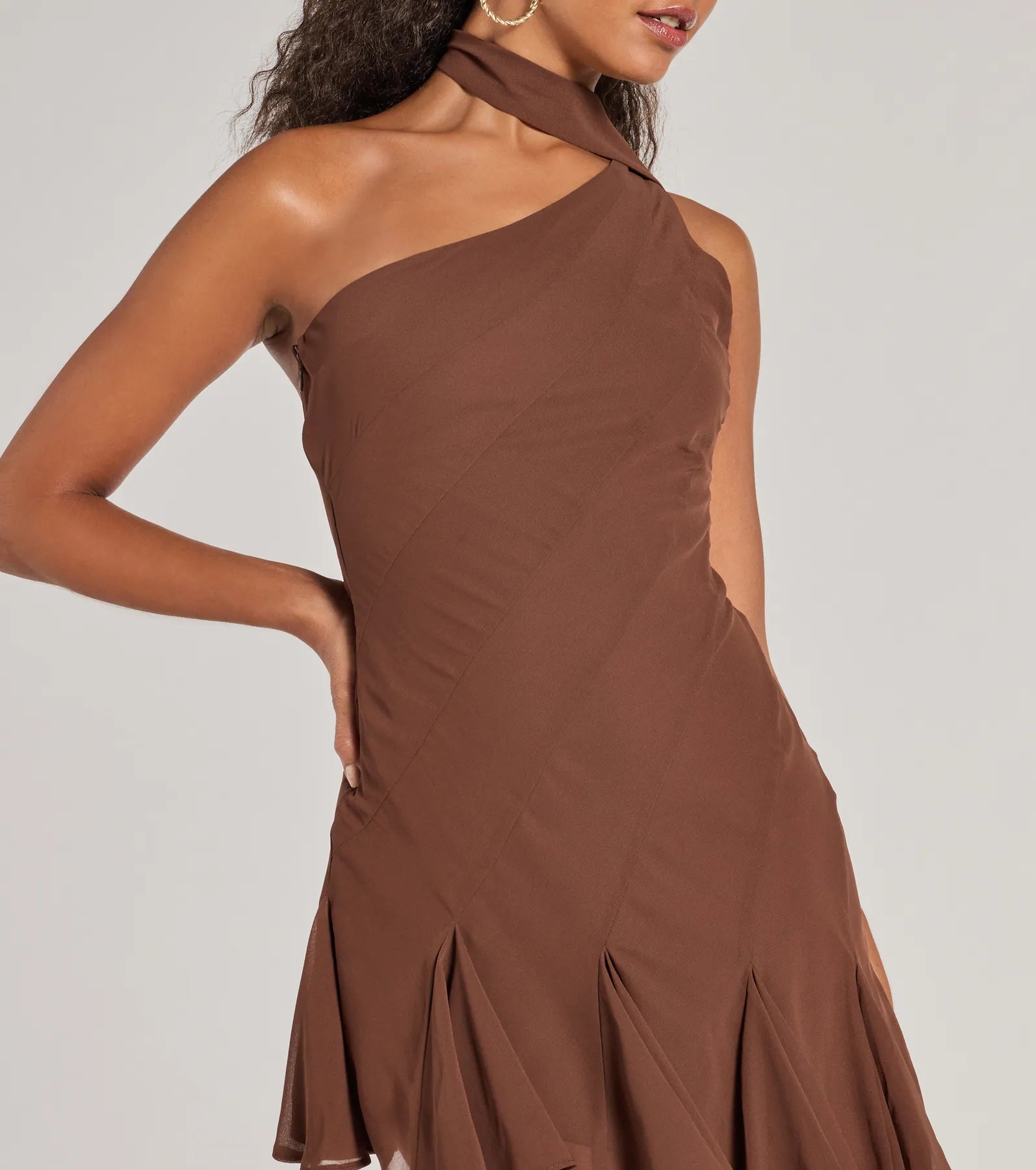 Ultimate Chiffon Scarf Neck Mini Dress - Sleek & Elevated