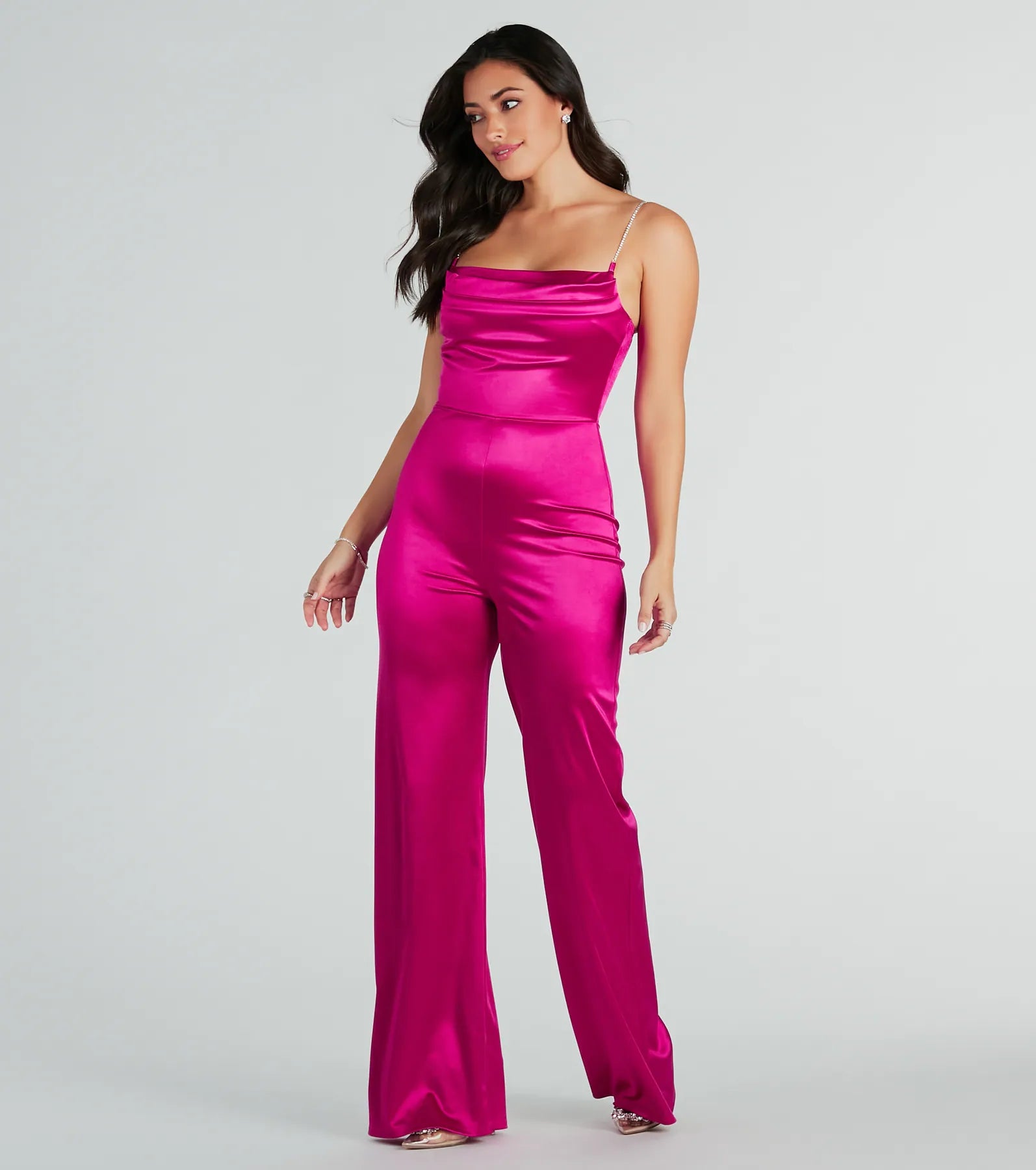 Ultimate Glamour Satin Rhinestone Jumpsuit