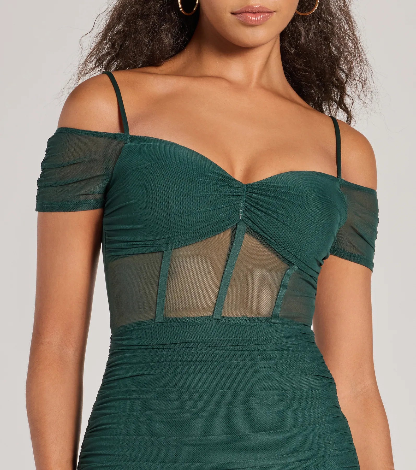 Ultimate Glam Cold Shoulder Mesh Party Dress