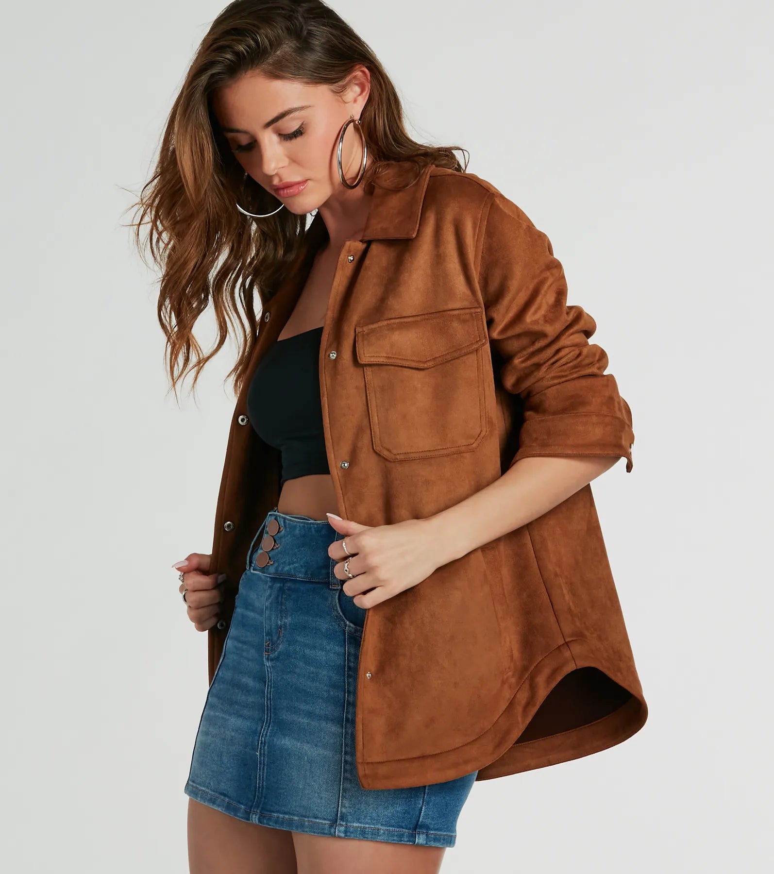 Premium Oversized Faux Suede Shacket - Effortless Style Upgrade