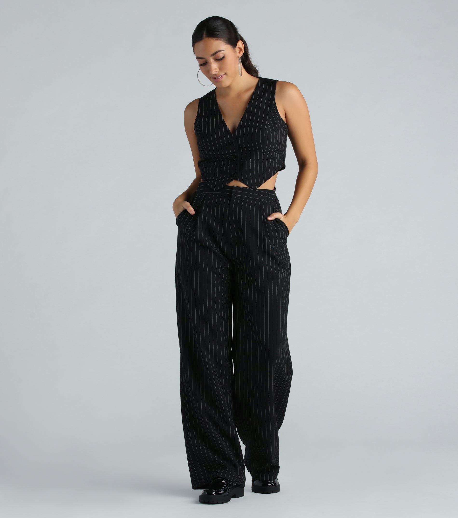 Ultimate Iconic Vibes Pinstripe Wide-Leg Pants