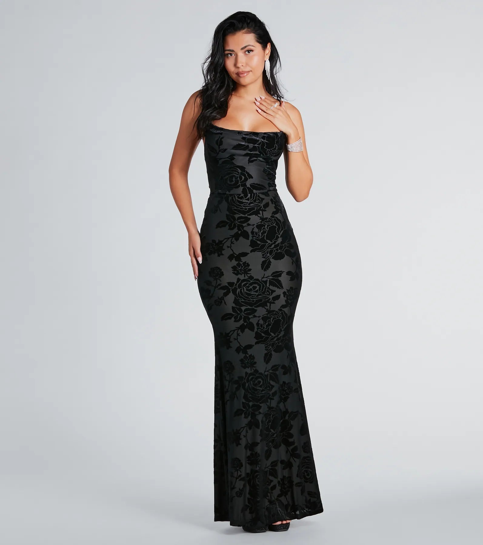 Ultimate Ally Velvet Burnout Mermaid Gown - Premium Formal Dress