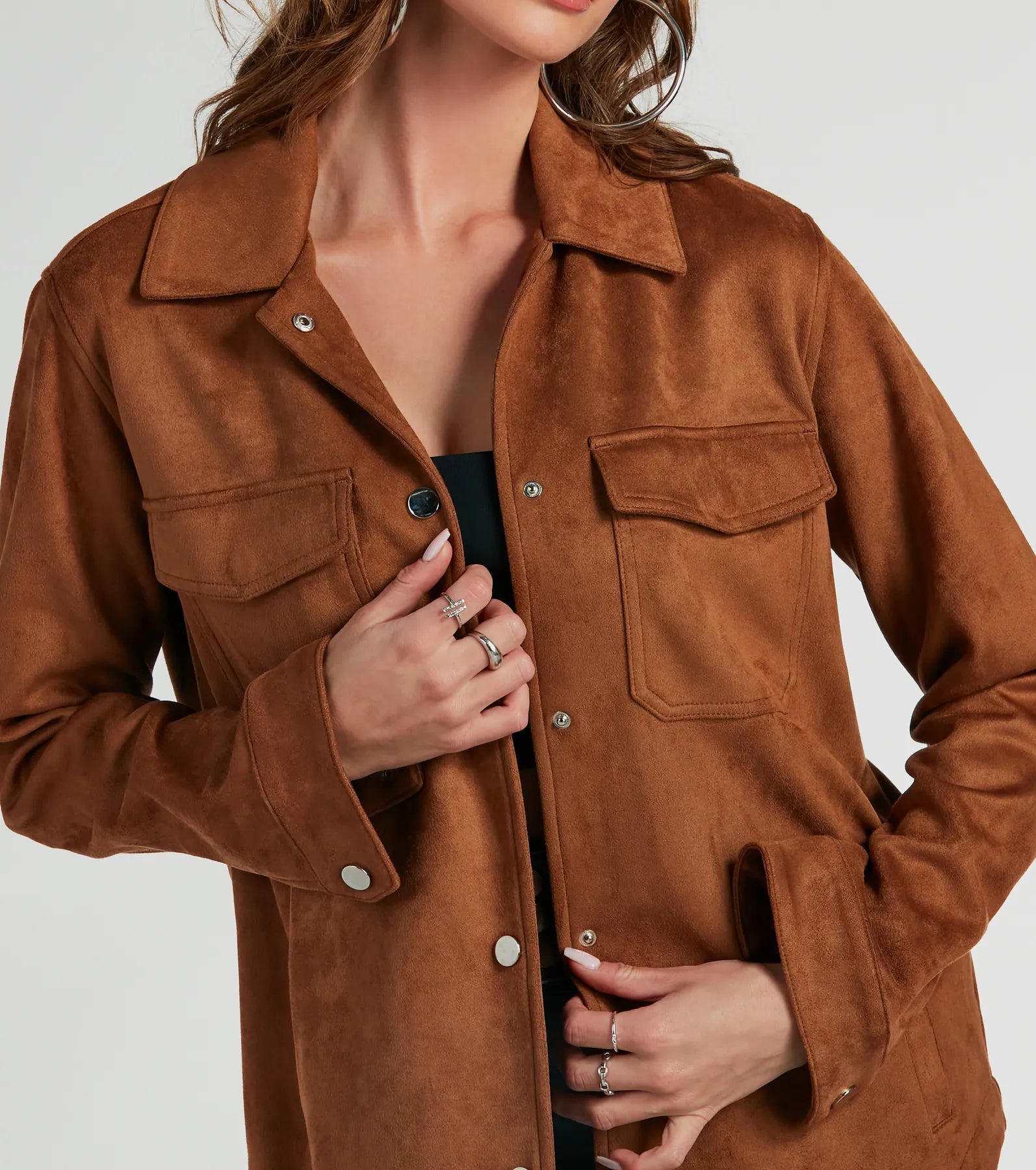 Premium Oversized Faux Suede Shacket - Effortless Style Upgrade