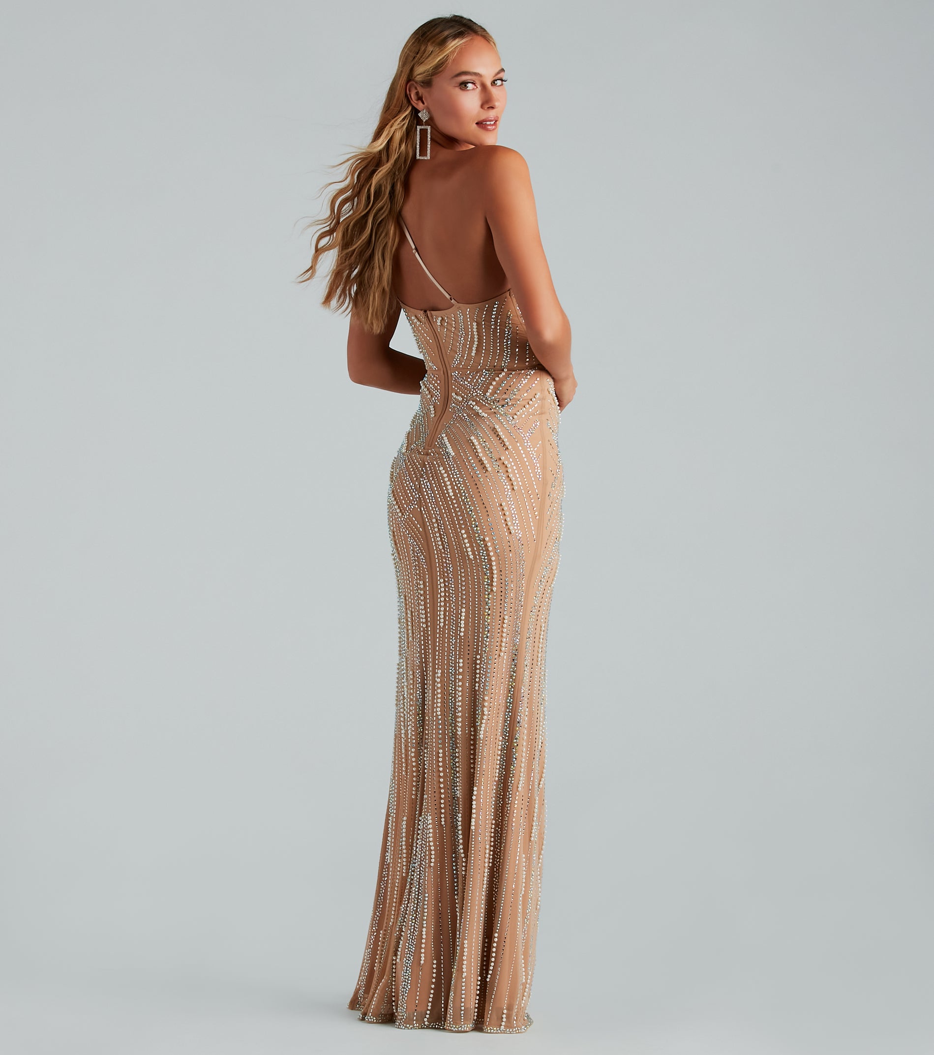 Premium Caitlyn Rhinestone & Pearl Elegance Gown