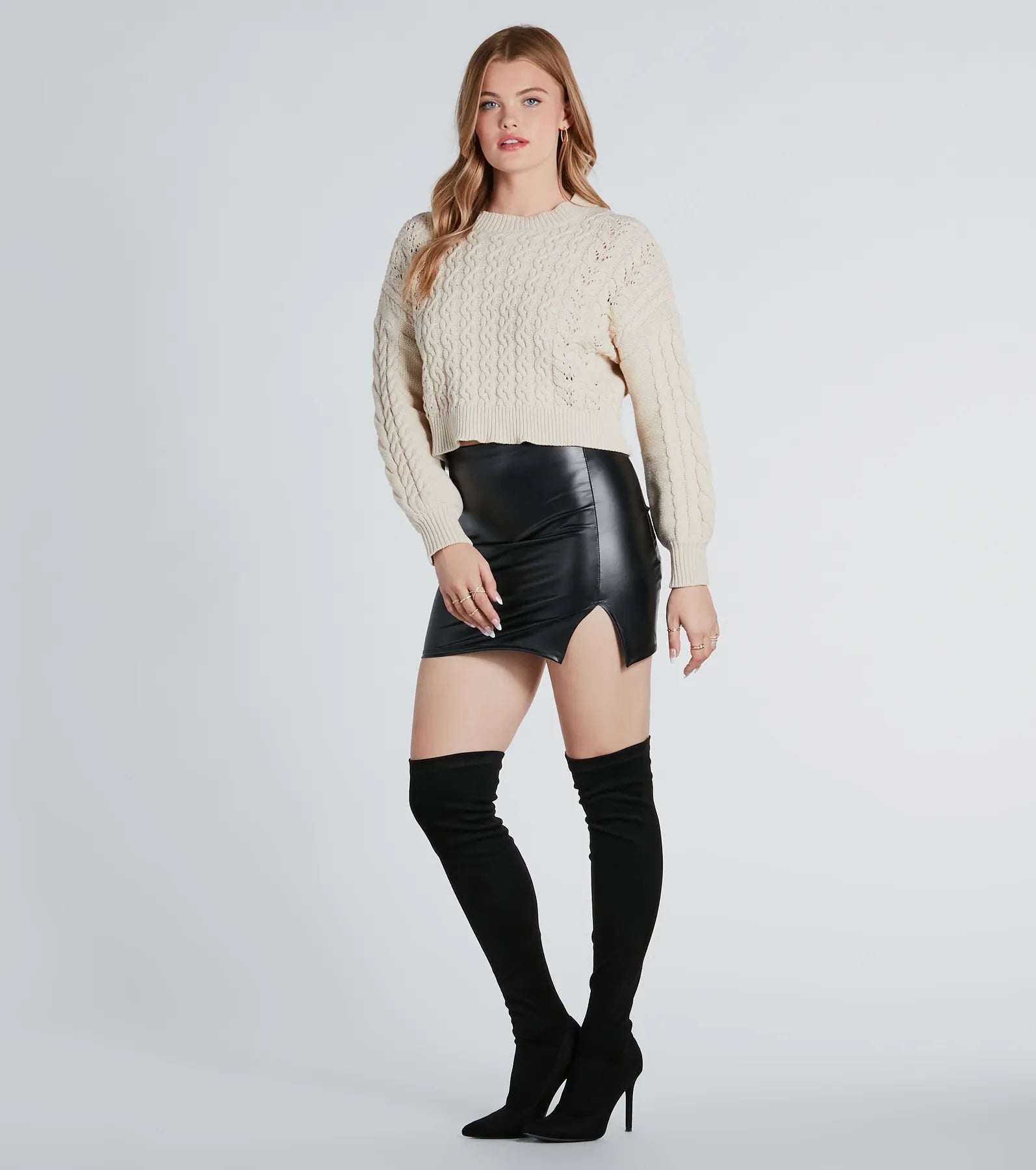 Premium Casual Cuddles Tie-Back Knit Sweater