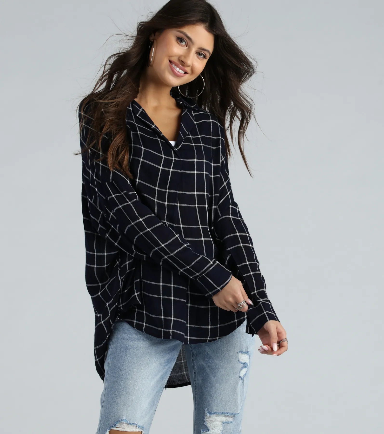 Ultimate Seasonal Chic Plaid Oversized Top