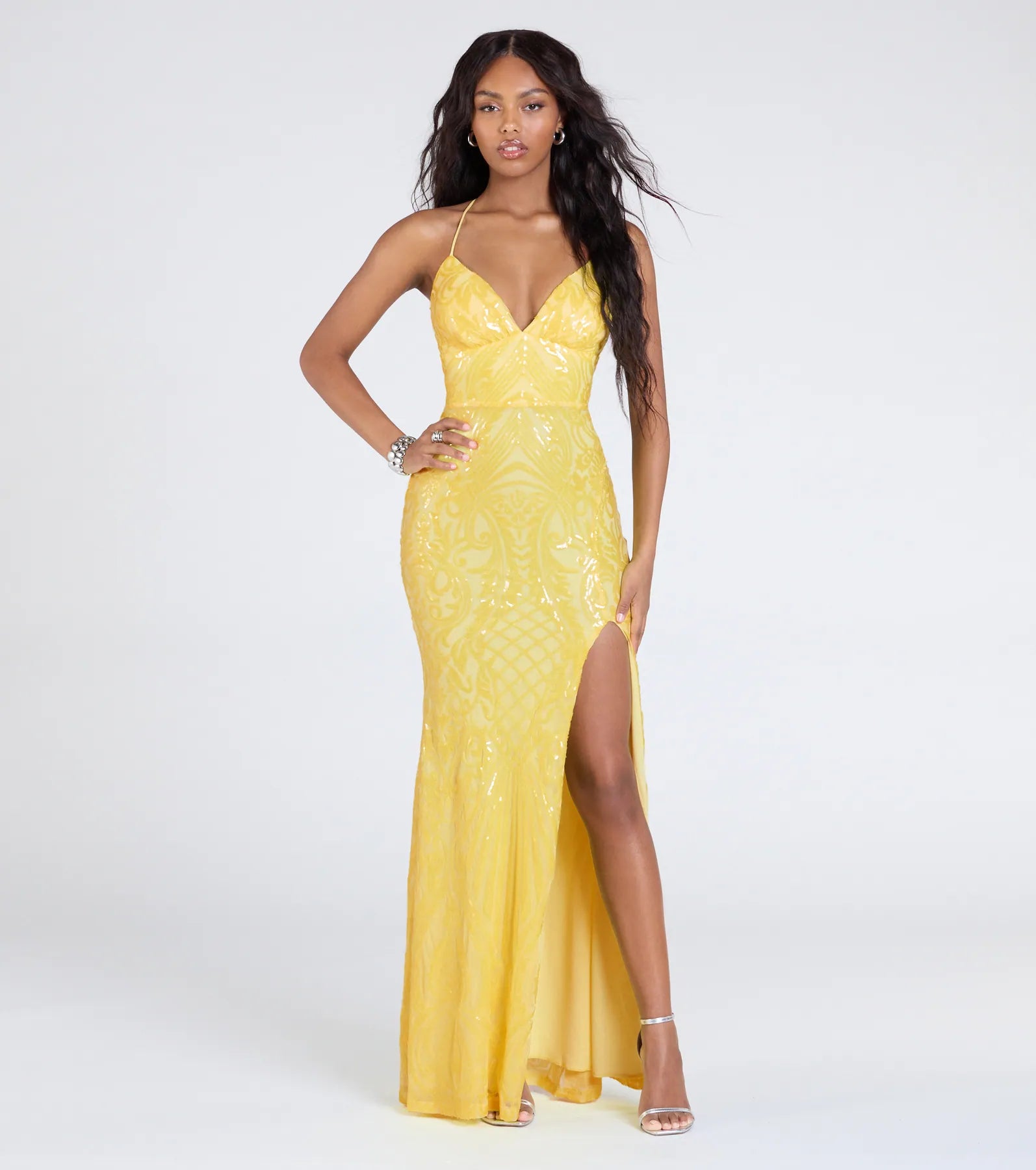 Premium Saige Sequin Mermaid Gown for Glamorous Evenings