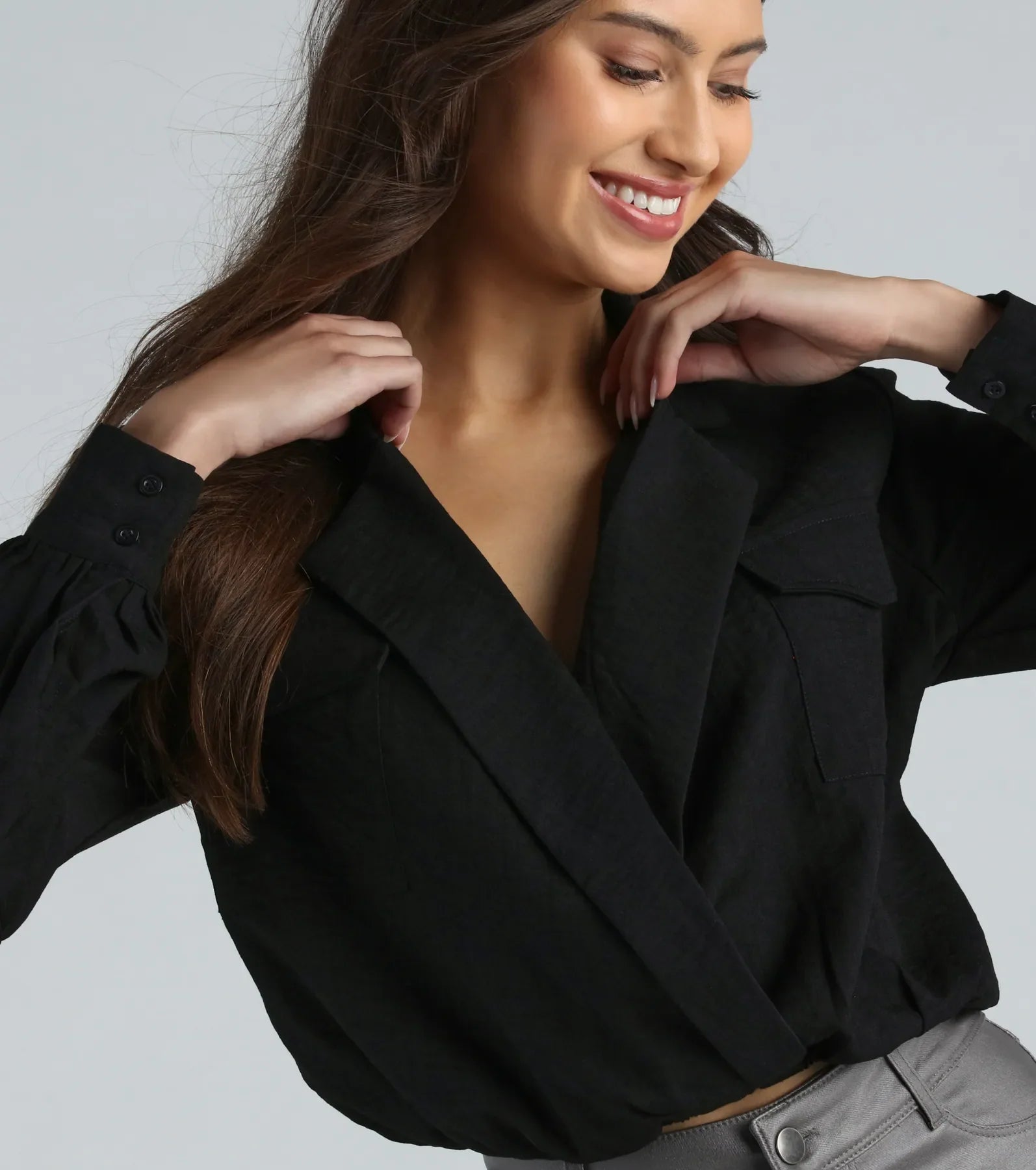 Premium Surplice Crop Blouse - Ultimate Style Upgrade