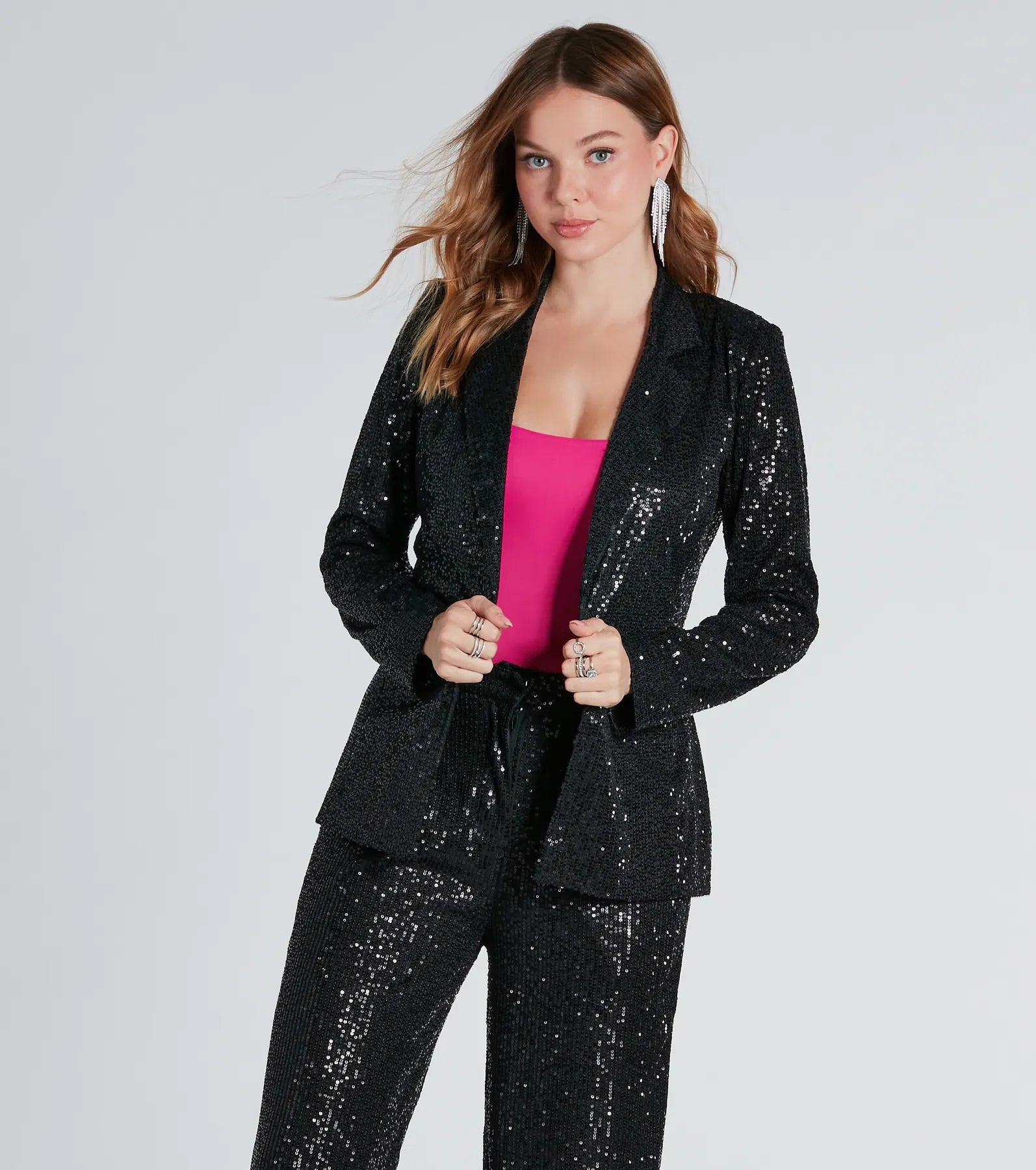 Ultimate Night Cocktails Sequin Tie-Waist Blazer - Premium Holiday Partywear