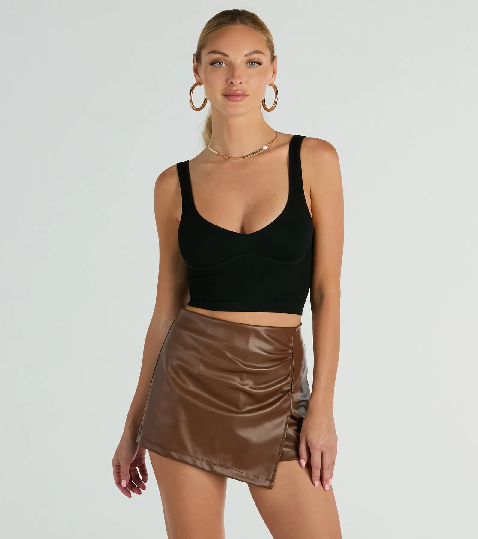 Premium Faux Leather Mini Skort - Ultimate Night Out Essential