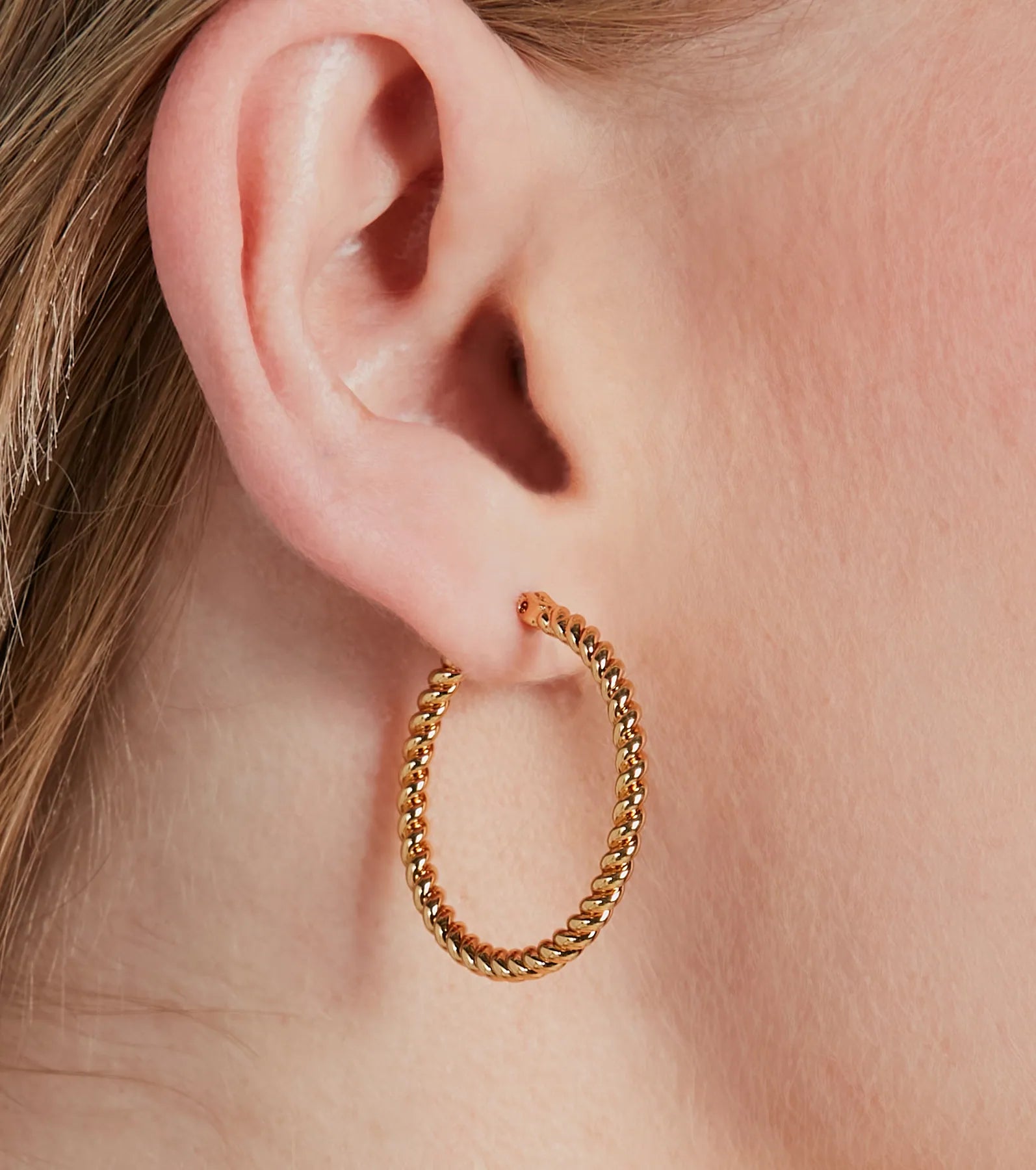 Premium 14K Gold Plated Twisted Hoop Earrings