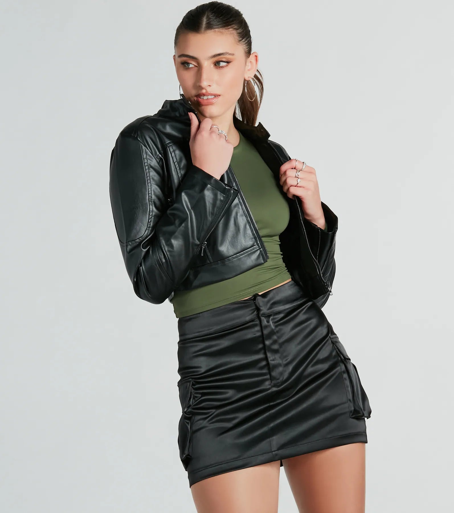 Ultimate Solo Rider Faux Leather Crop Moto Jacket