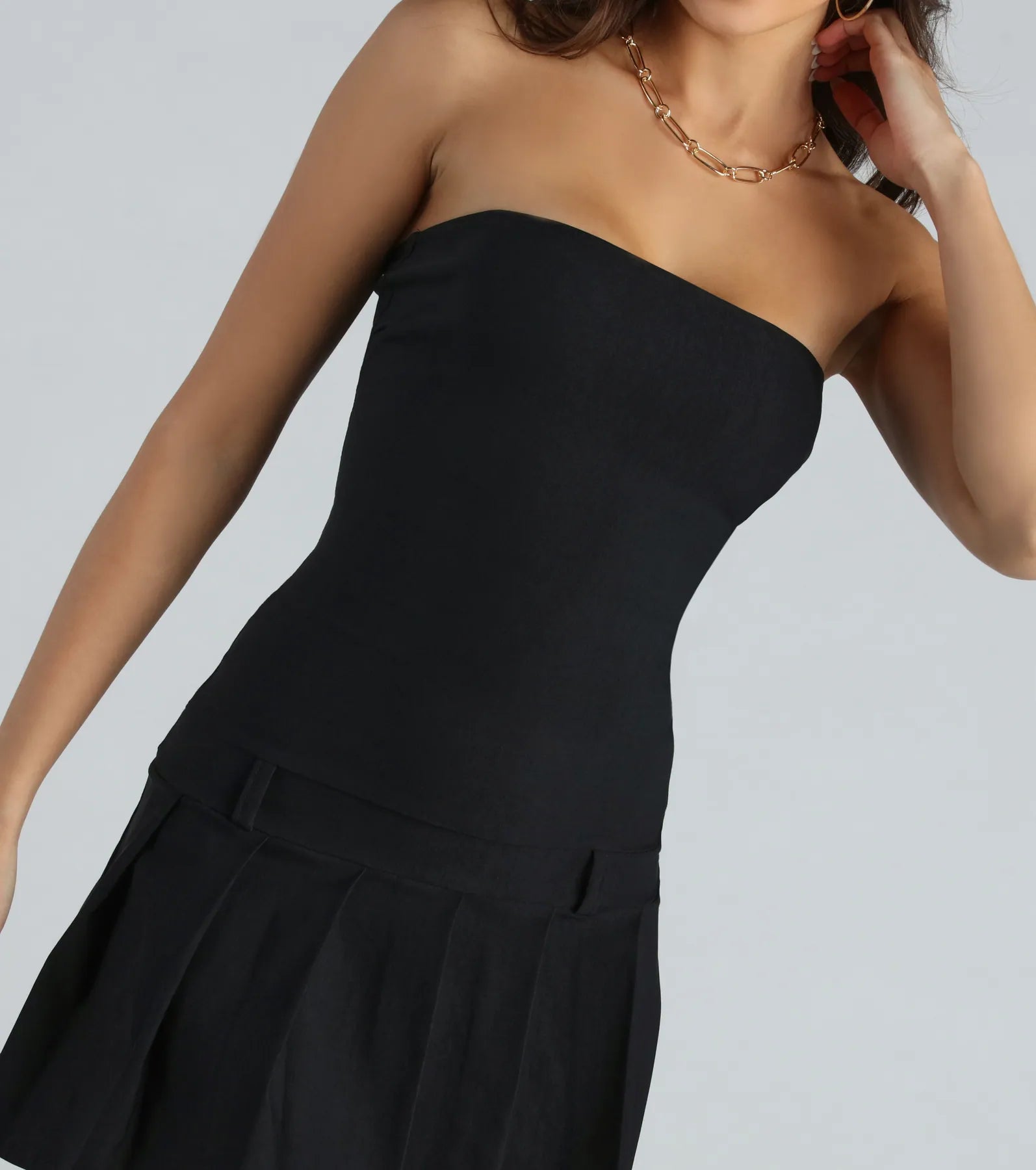 Ultimate Chic Strapless Pleated Mini Dress