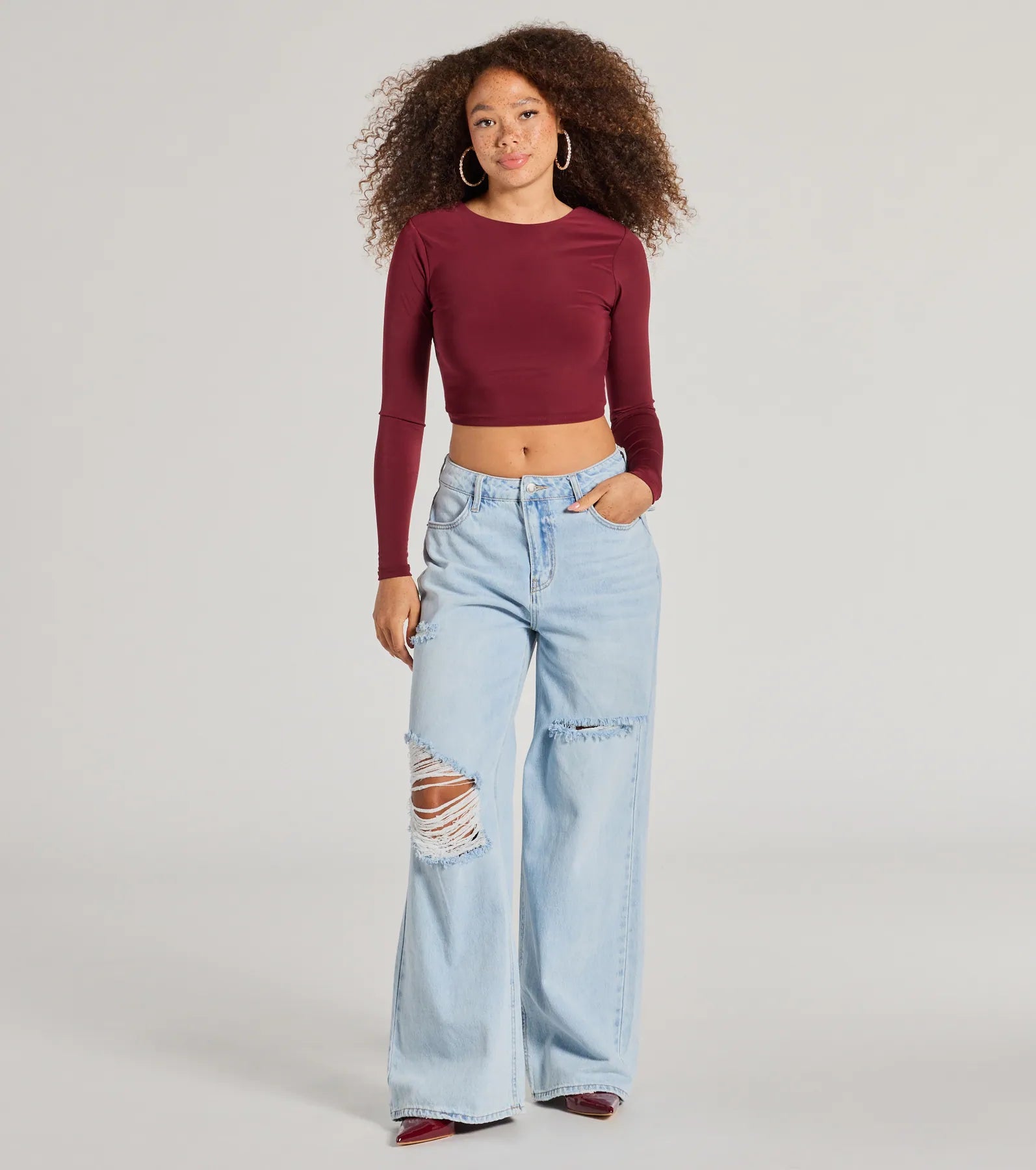 Ultimate Stop & Stare Backless Long Sleeve Crop Top