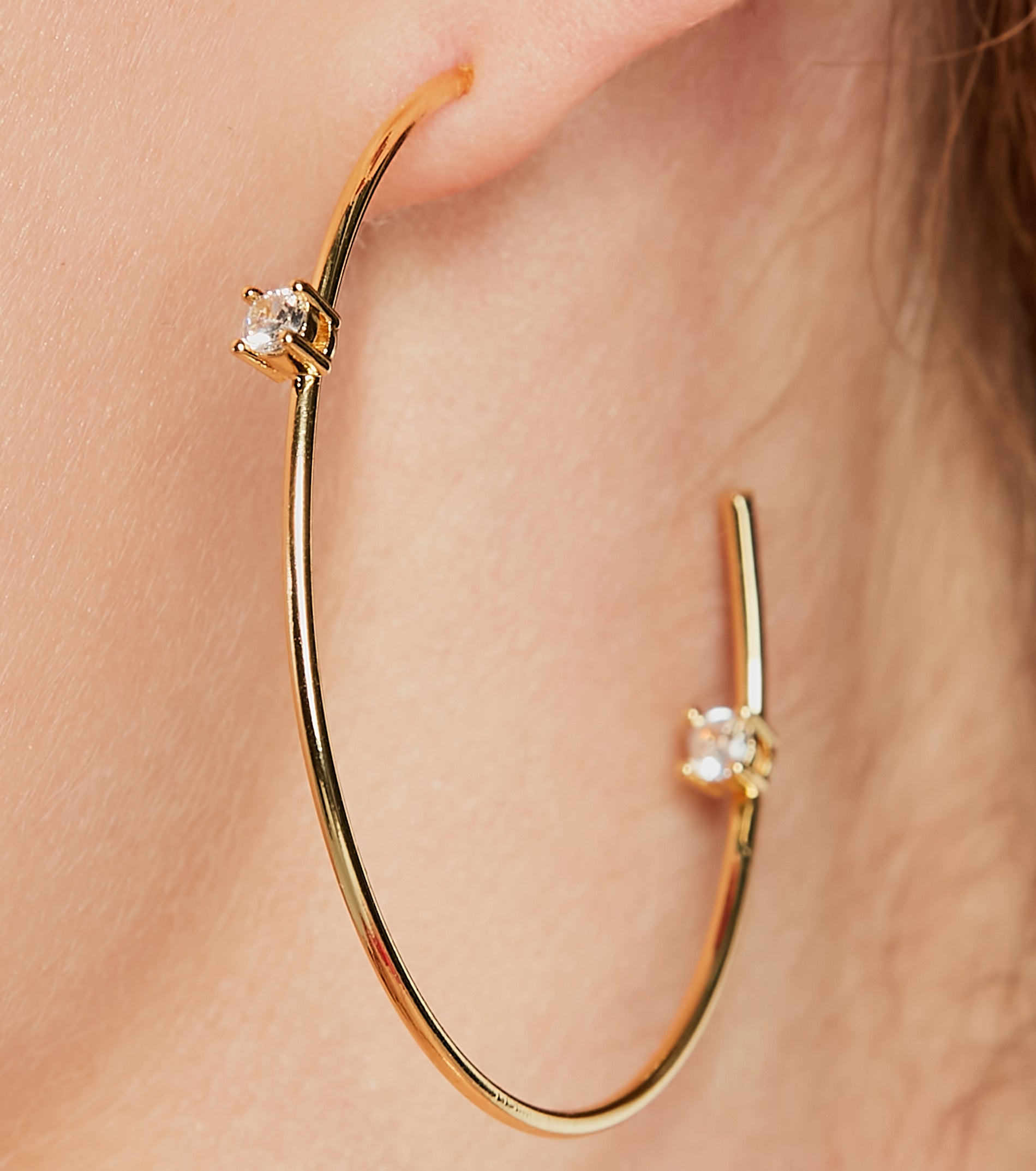 Premium 14K Gold Plated Cubic Zirconia Hoop Earrings - Ultimate Chic Sparkle