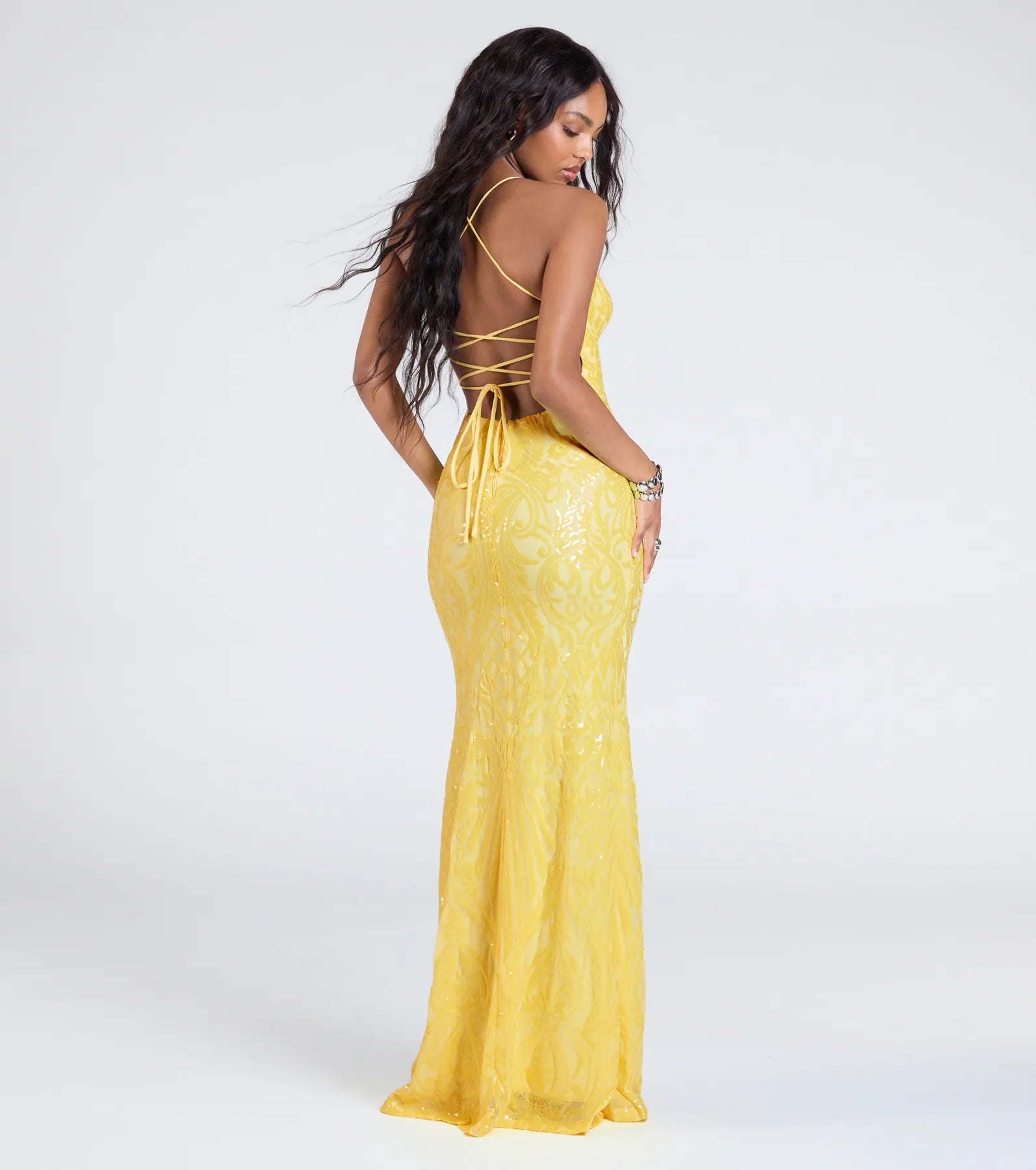Premium Saige Sequin Mermaid Gown for Glamorous Evenings