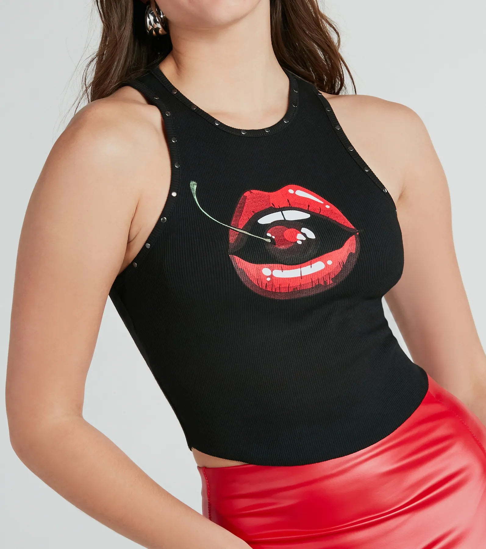 Ultimate Statement Cherry & Lips Graphic Crop Top