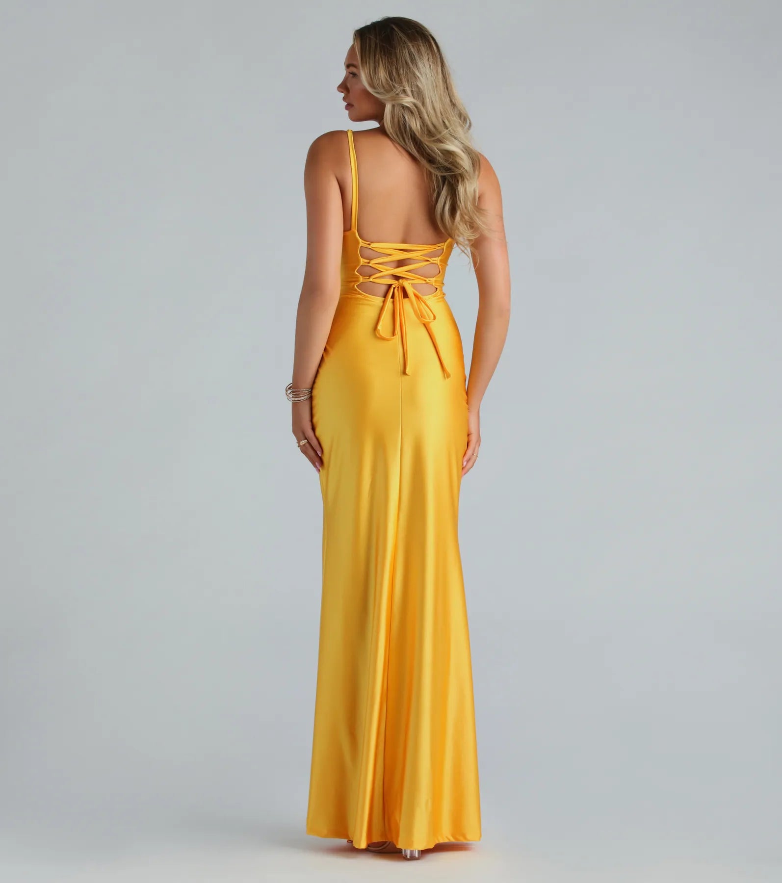 Premium Harper Mermaid Evening Gown with Lace-Up Back