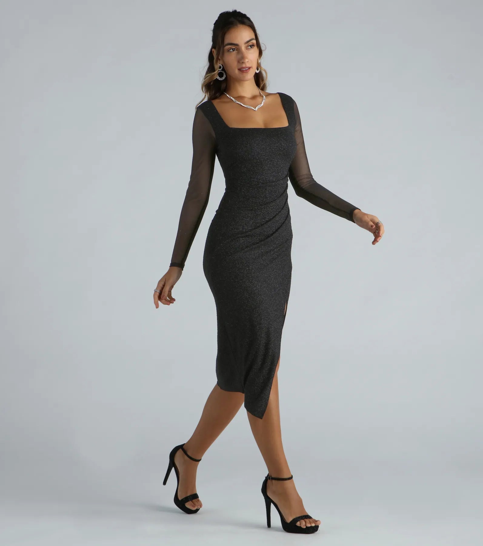 Premium Jayd Glitter Midi Dress for Special Occasions