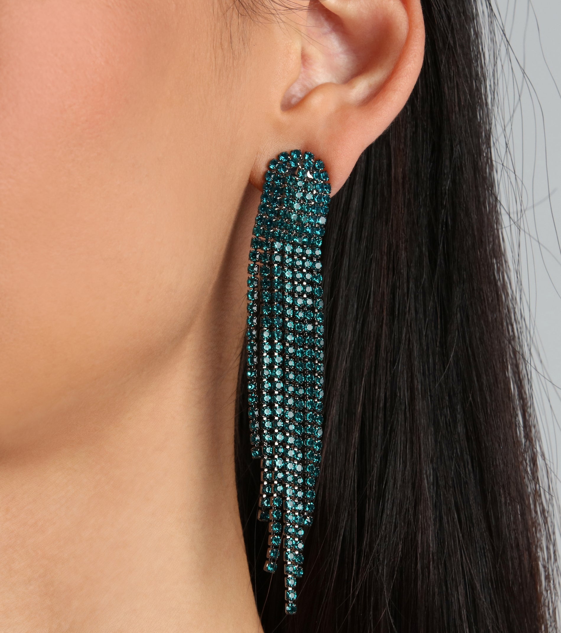 Ultimate Glam Rhinestone Fringe Earrings – Premium Party Accessory