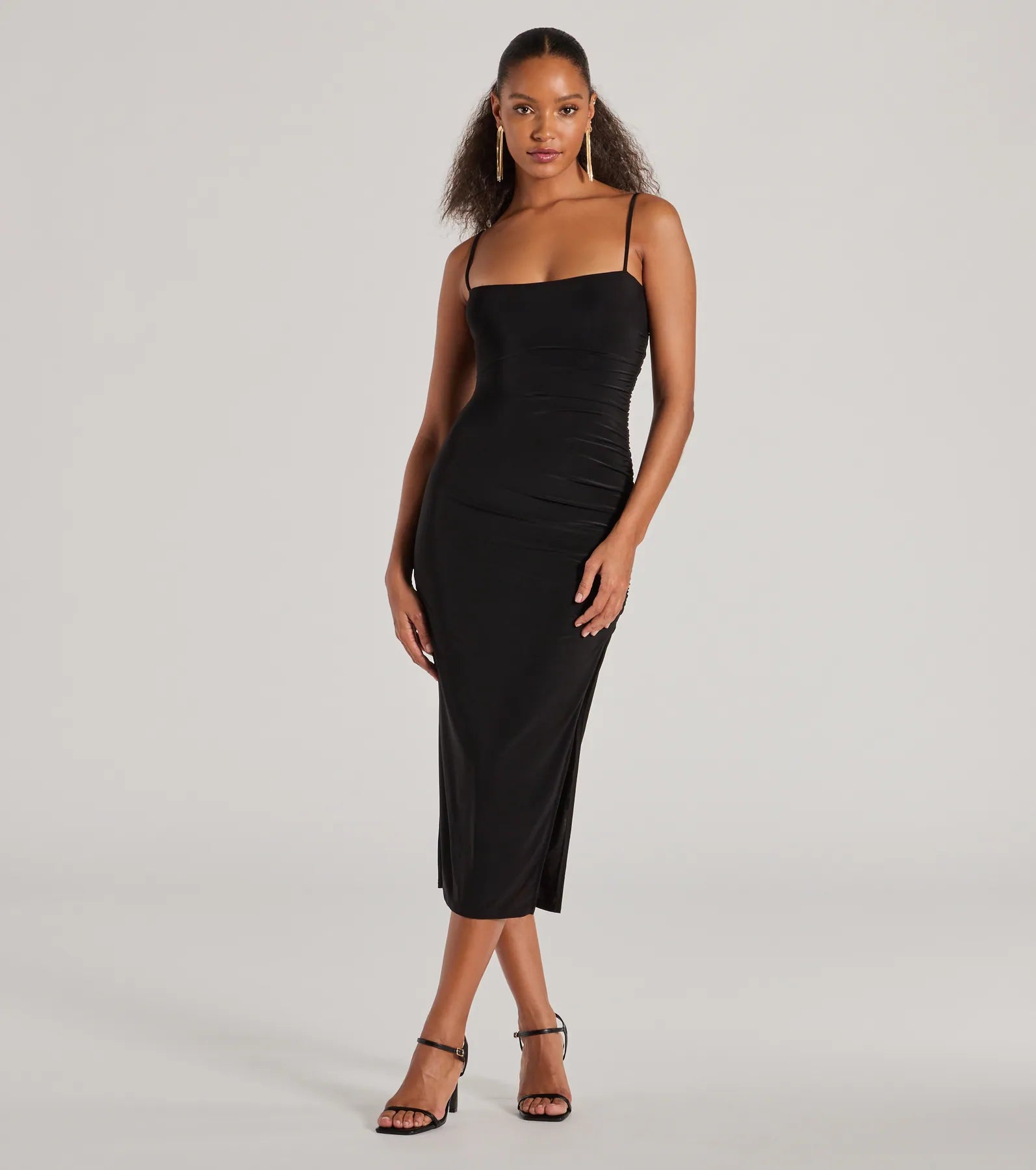 Ultimate Glam High Slit Bodycon Midi Dress