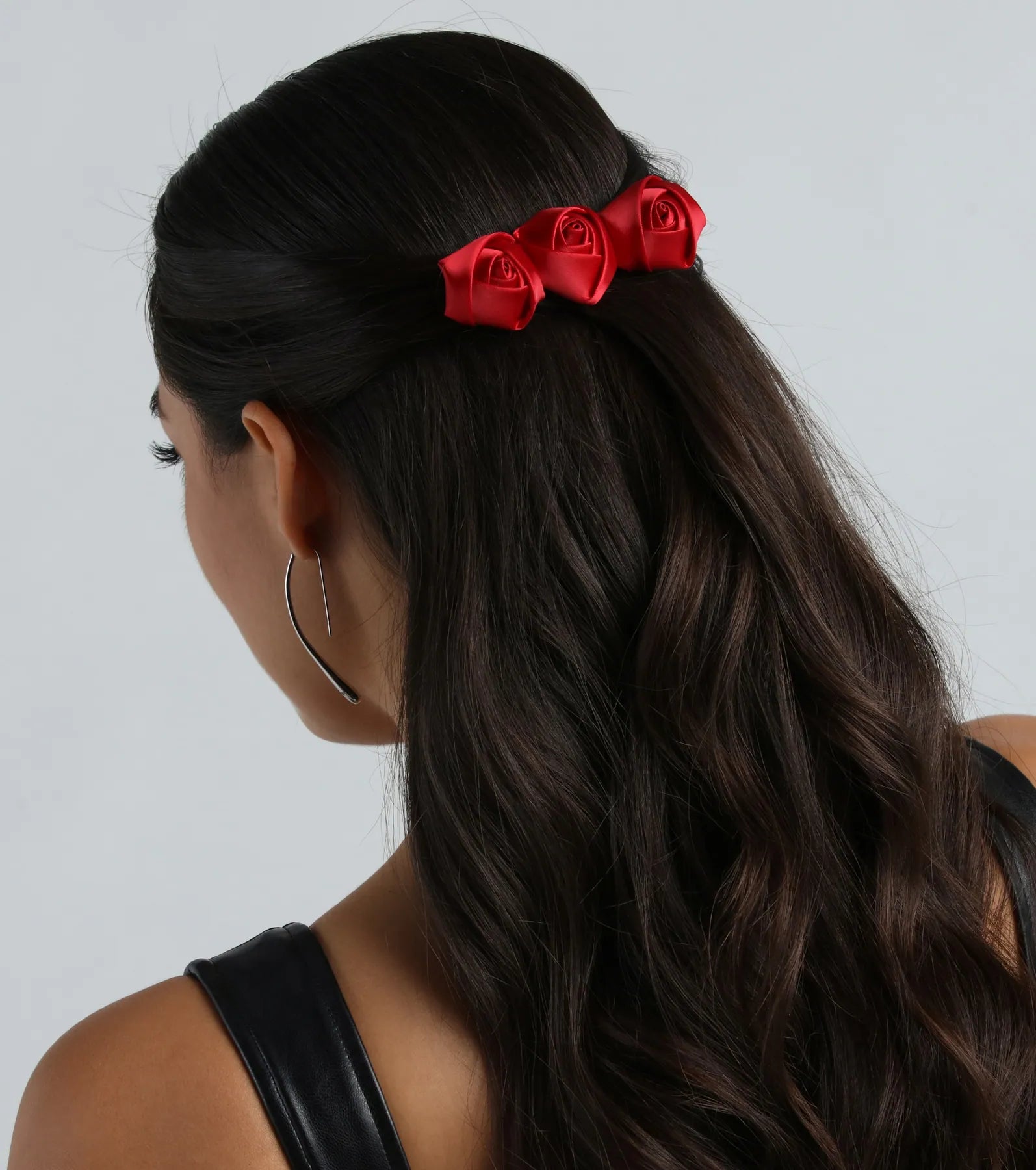 Premium Satin Rose Hair Clip - Timeless Elegance