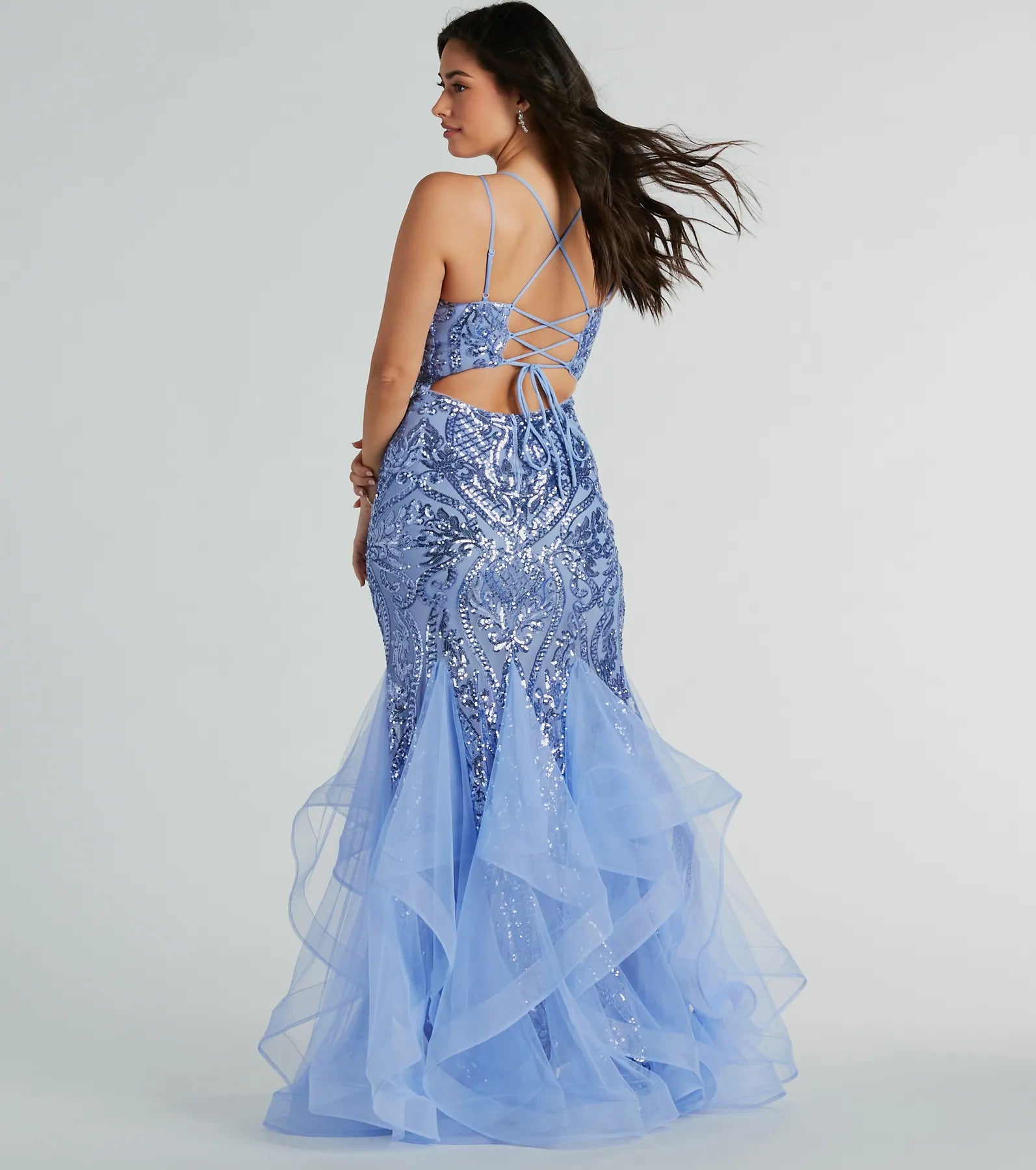 Ultimate Sylvia Lace-Up Mermaid Sequin Dress - Premium Formal Wear