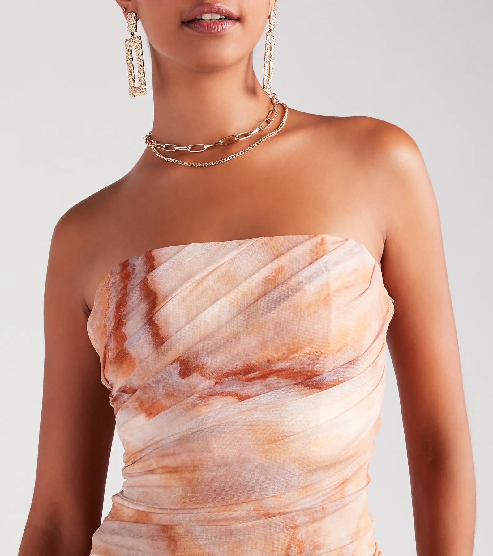 Ultimate Strapless Abstract Midi Dress - Premium Style