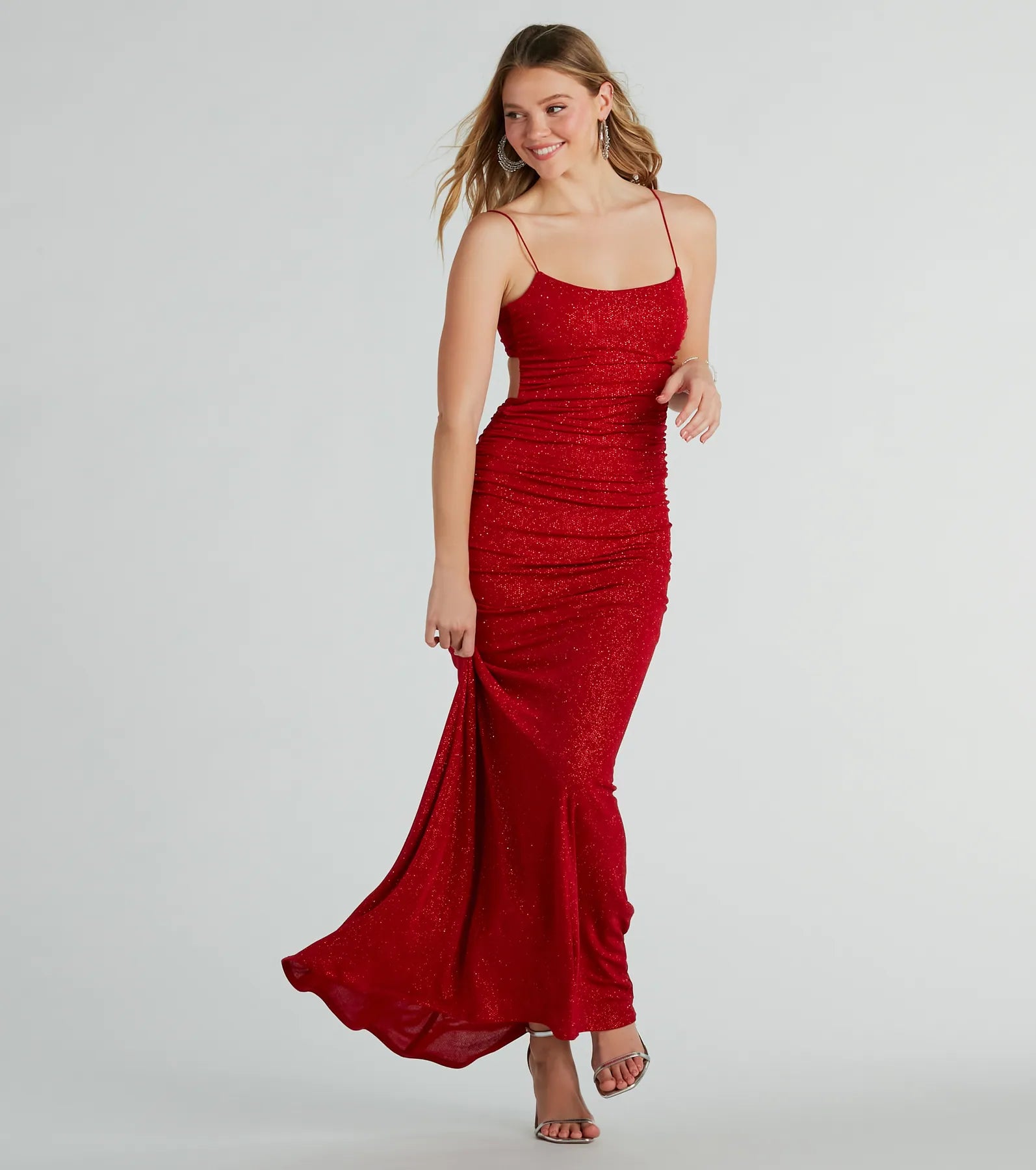 Britnee Premium Glitter Formal Dress - Open Back & Floor-Length