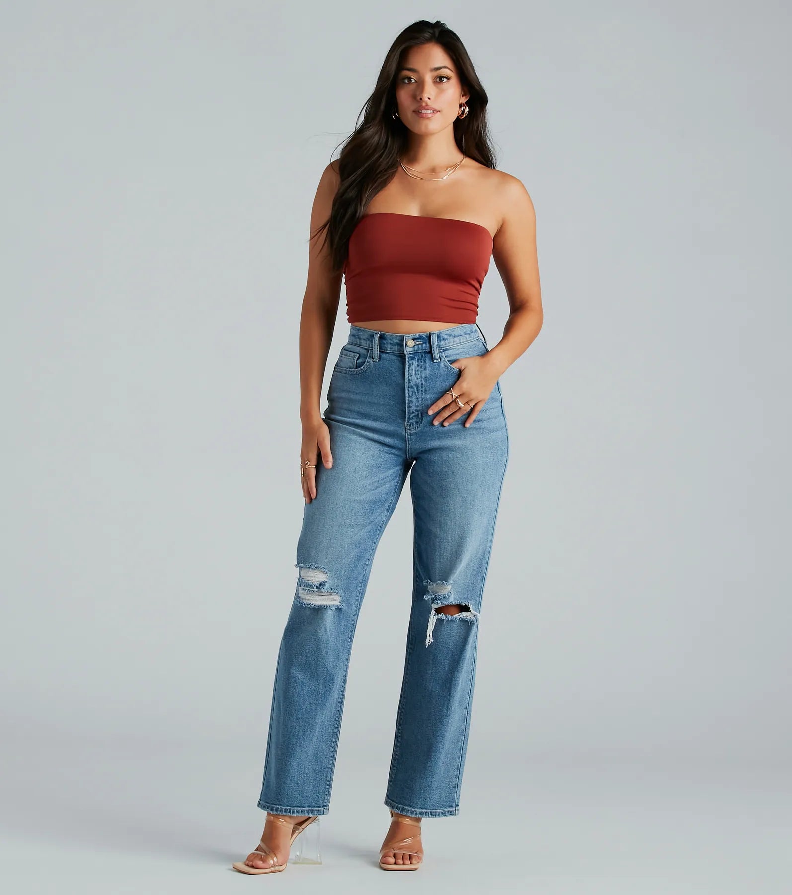 Ultimate High-Rise Destructed Straight-Leg Jeans - Perfect Pair for Everyday Style