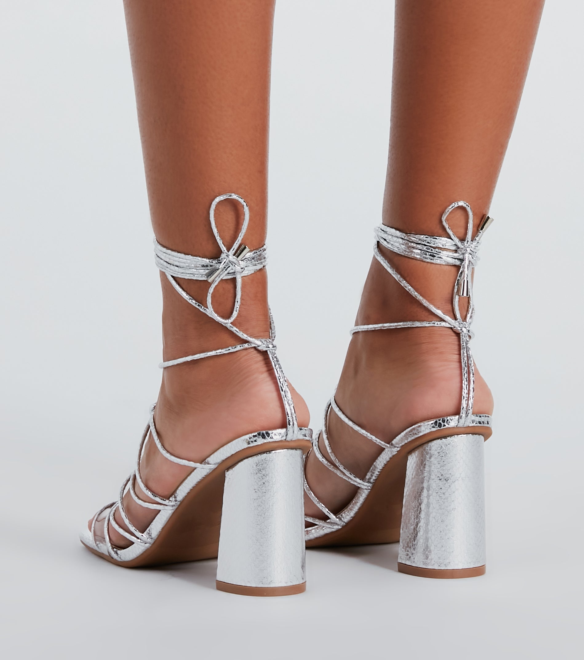 Ultimate Metallic Strappy Heels - Modern Caged Design