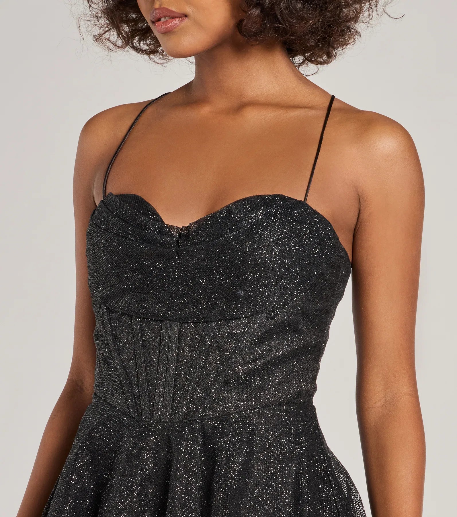 Ultimate Glam Leah Glitter Mesh Corset Dress