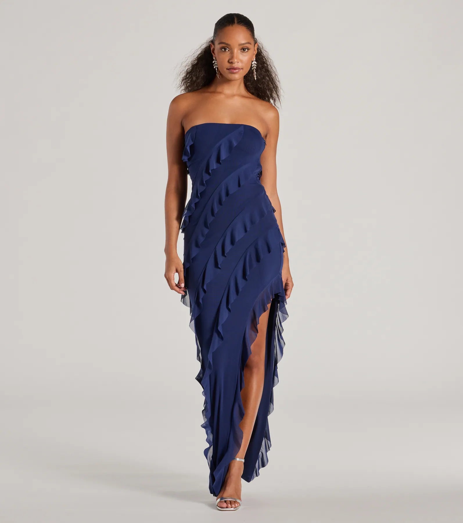 Premium Gabby Strapless Ruffle Evening Gown