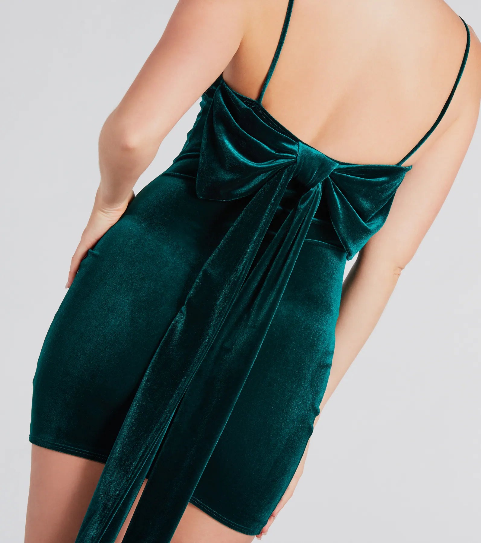 Ultimate Glam Velvet Bow Mini Dress