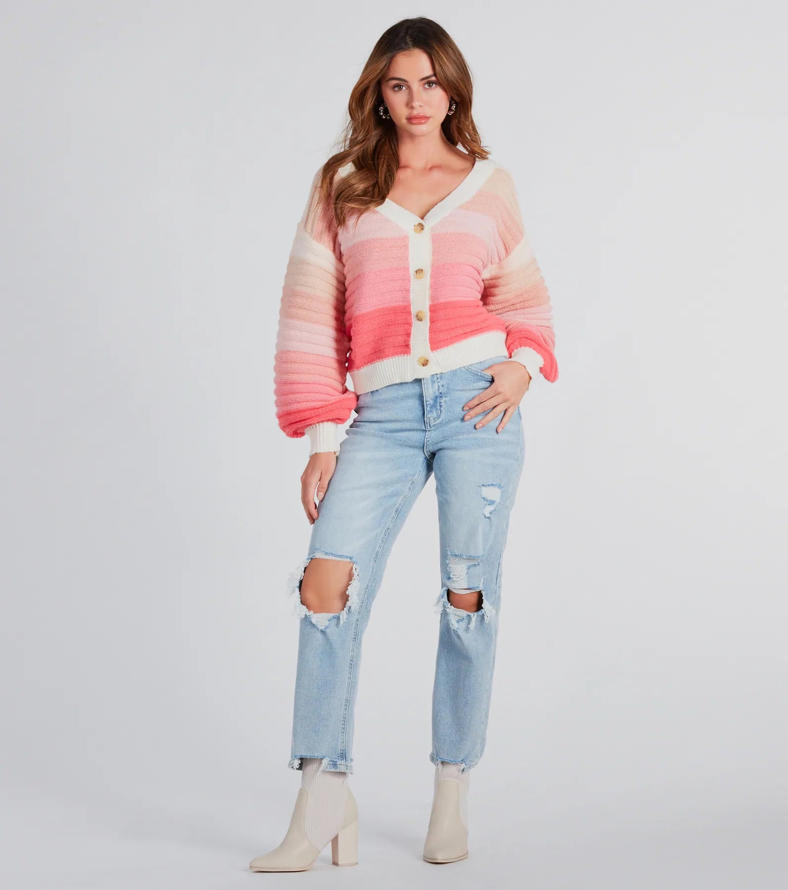 Ultimate Chill Days Ombre Striped Knit Cardigan