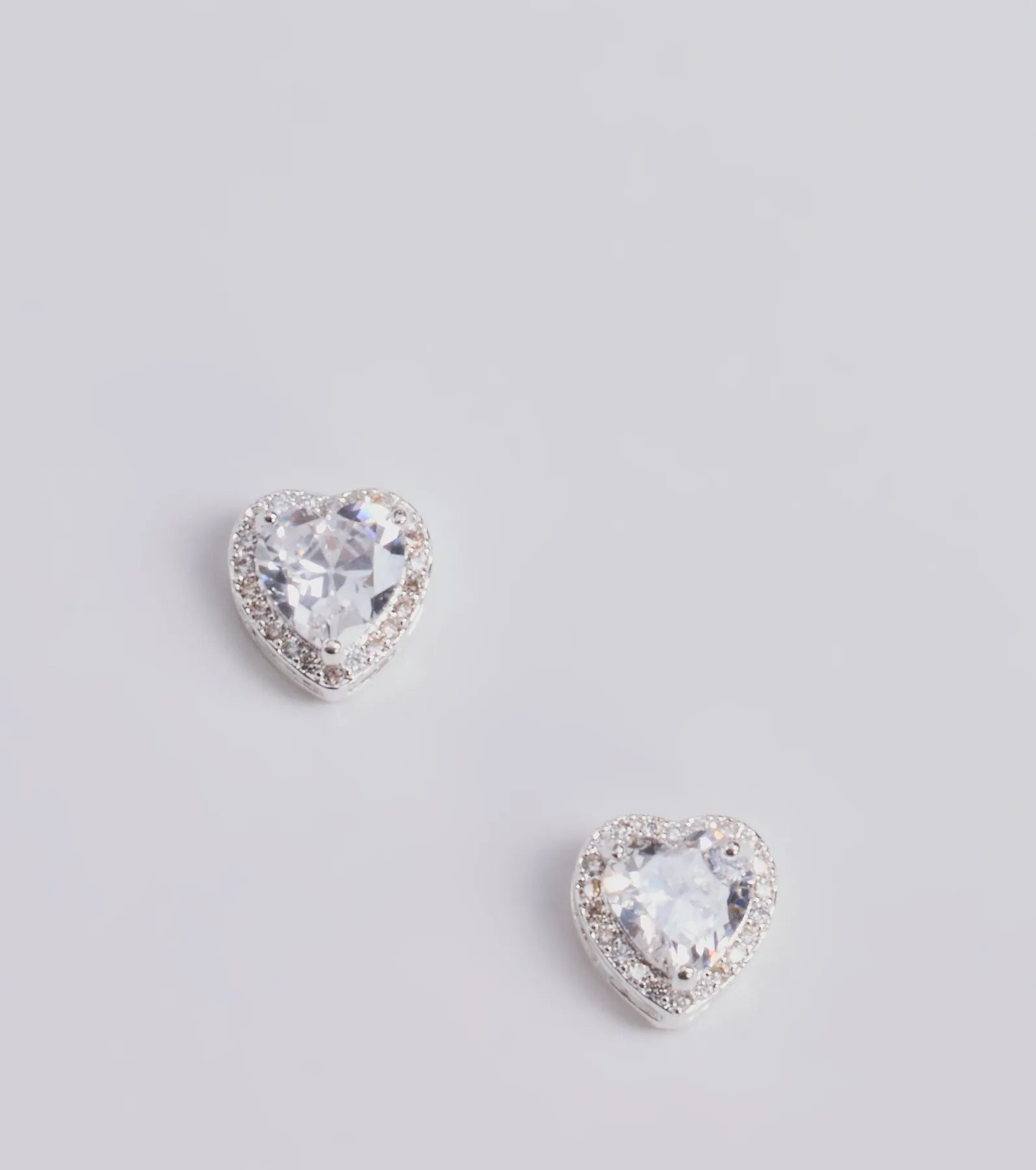 Premium Glam Rhinestone Heart Stud Earrings