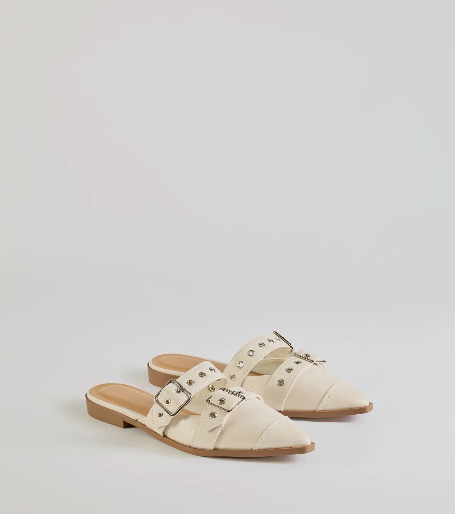 Premium Edgy Flair Faux Leather Buckle Strap Flats