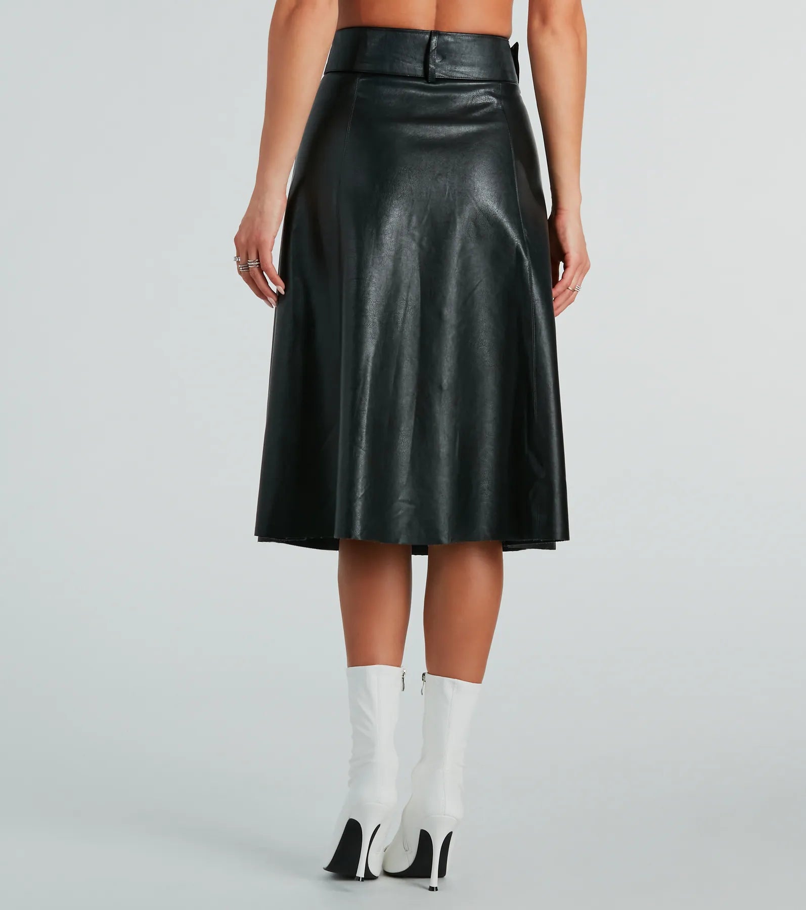 Ultimate Faux Leather A-Line Midi Skirt for the Modern Woman