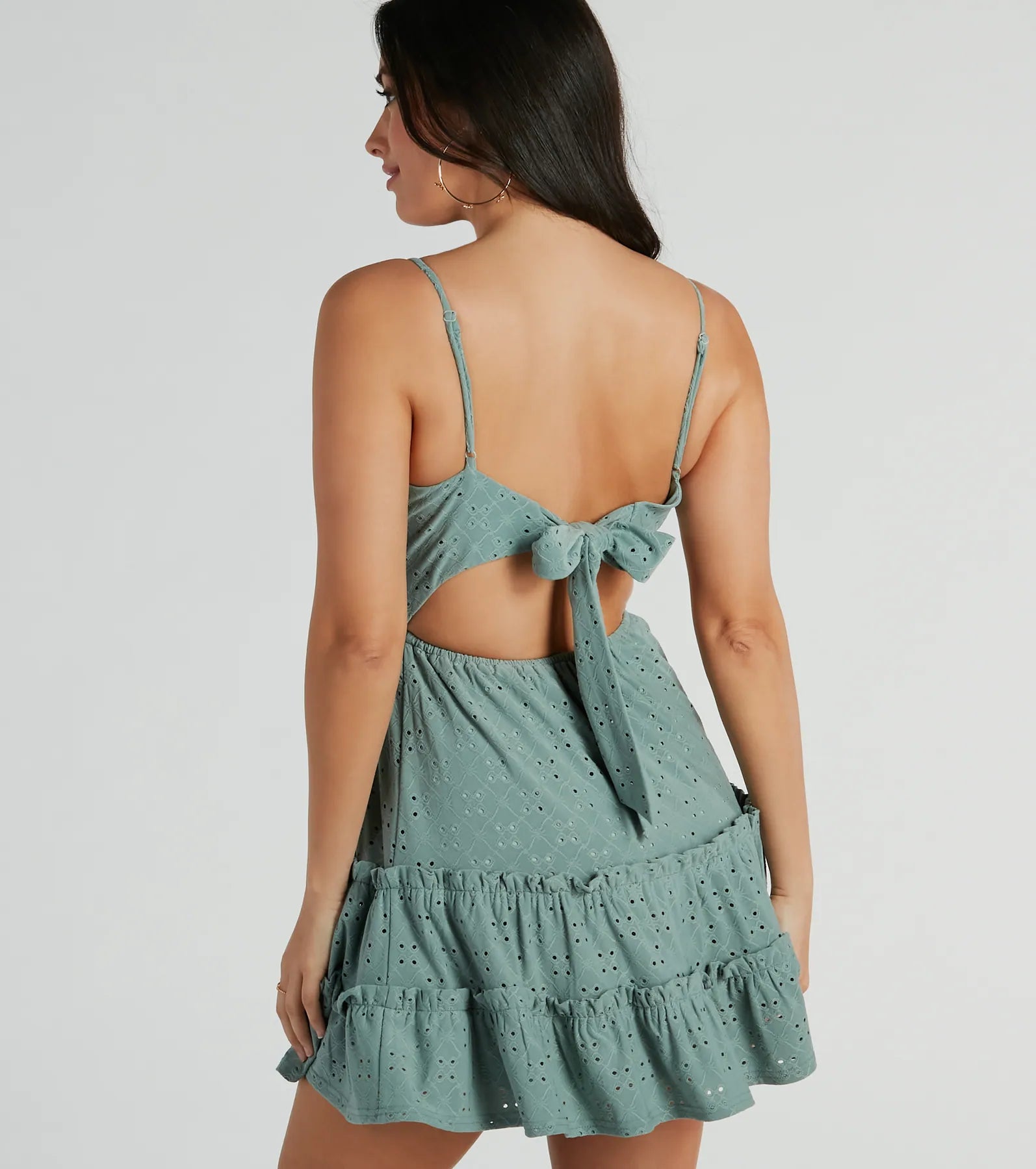 Ultimate Amore Tie-Back Eyelet Mini Dress | Premium Weekend Style