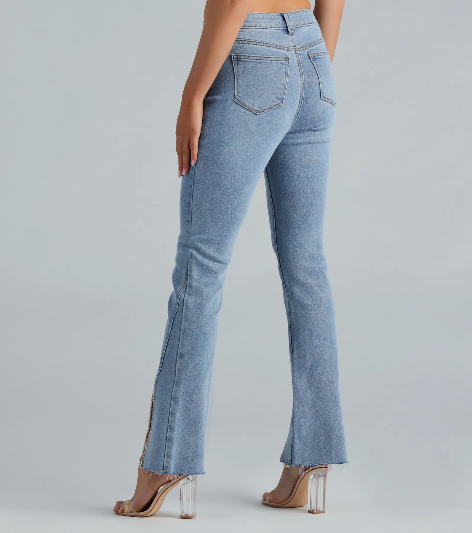 Ultimate Glam Rhinestone Flare Denim Jeans - High-Rise Vintage Style