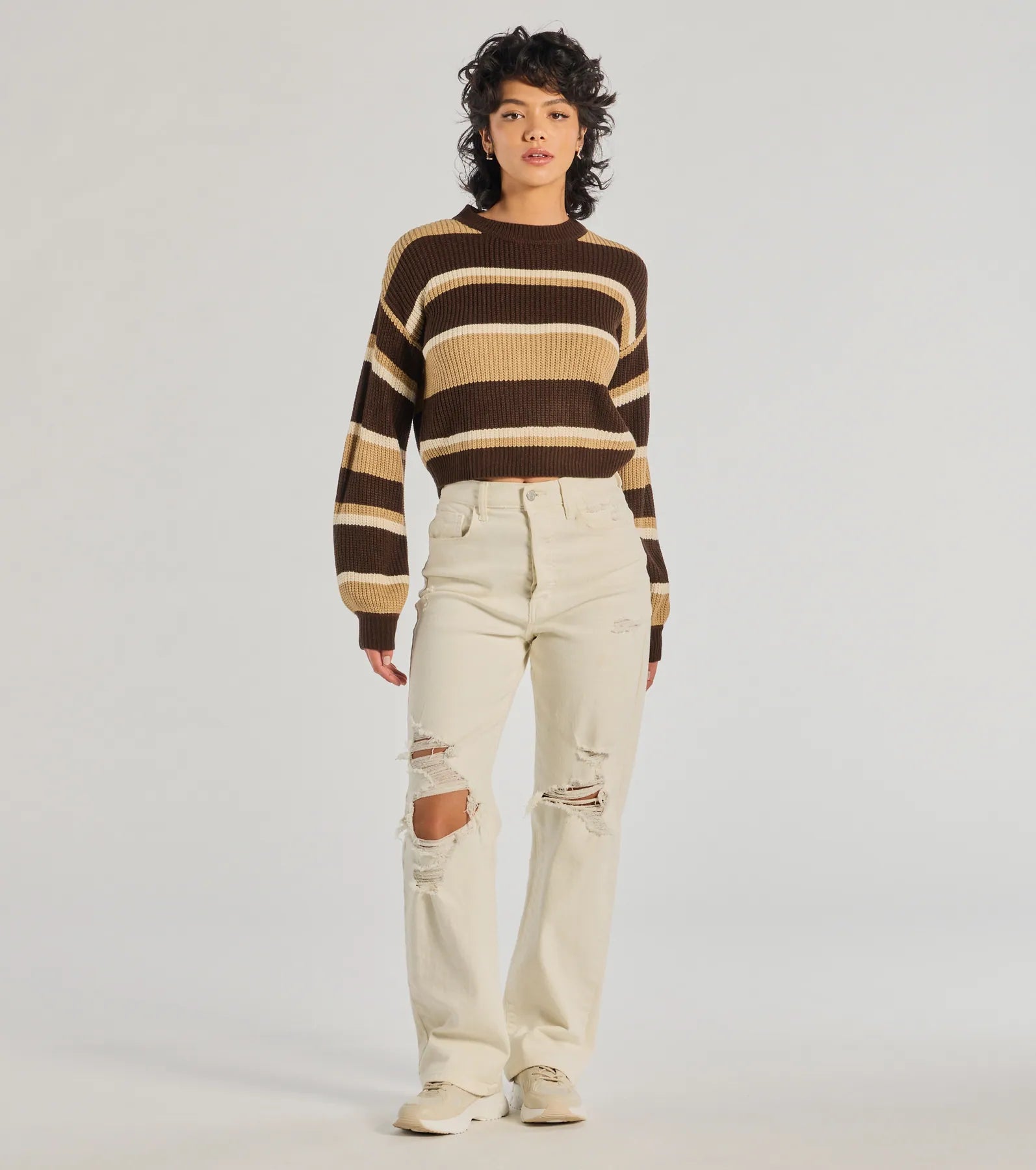 Ultimate Preppy Striped Knit Sweater - Crew Neck Relaxed Fit